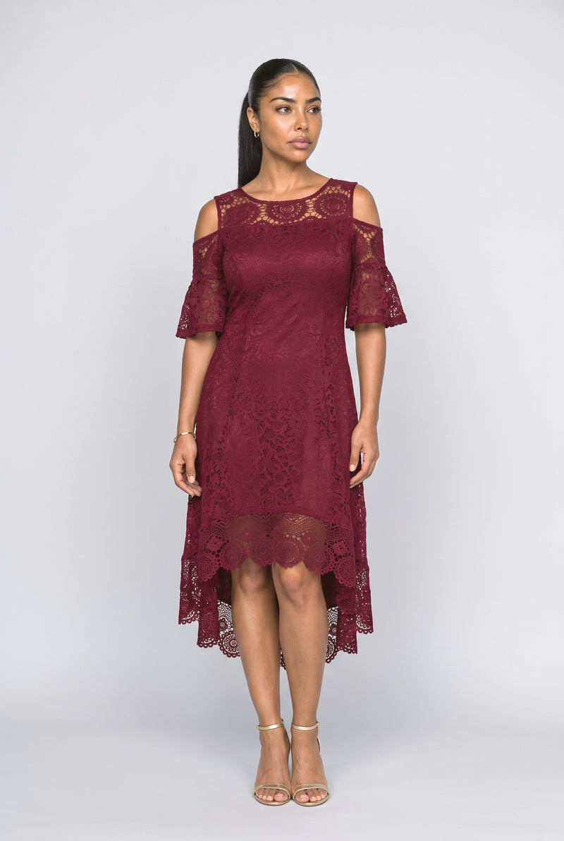 Lace Off-Shoulder Midi Dress