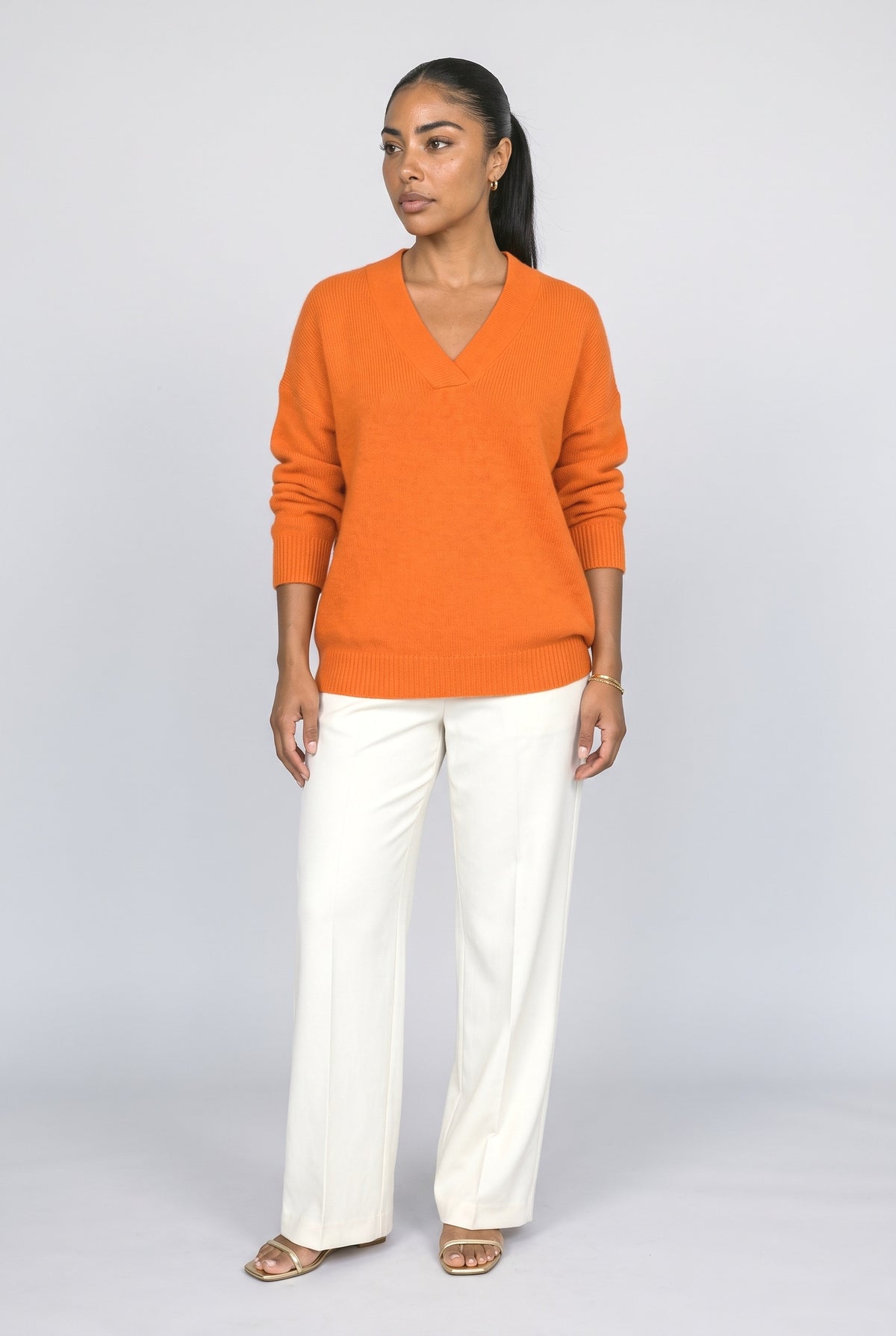 Knit V-Neck Pullover Sweater