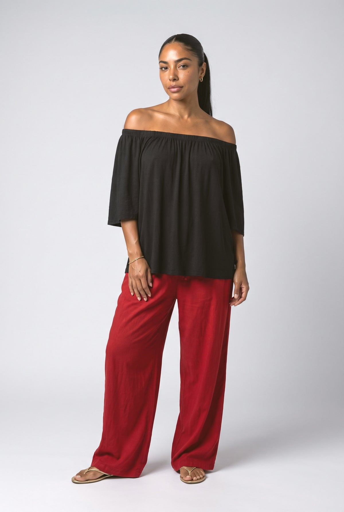 Off-Shoulder Two Piece Outfit