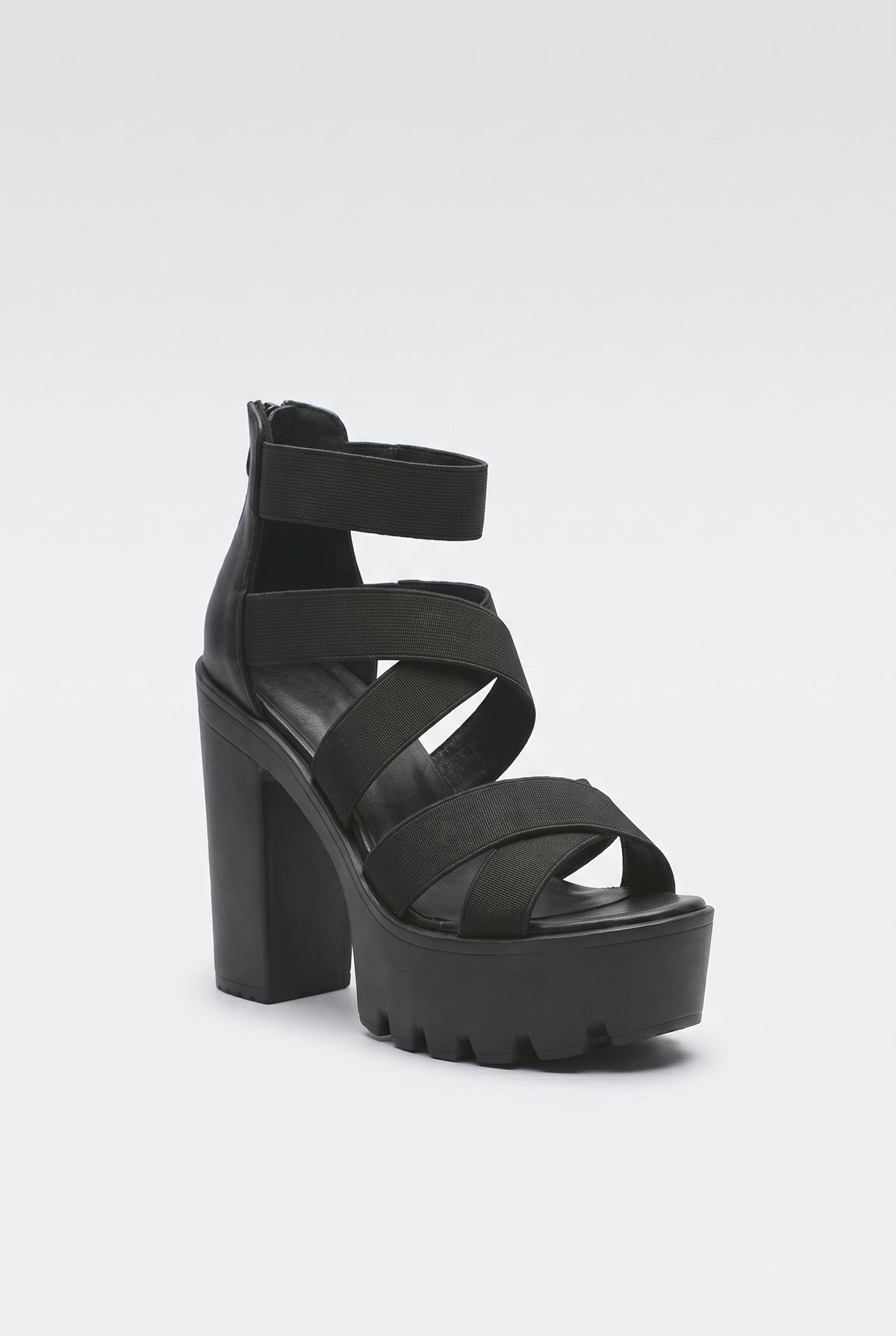 Black Platform Sandals, Black