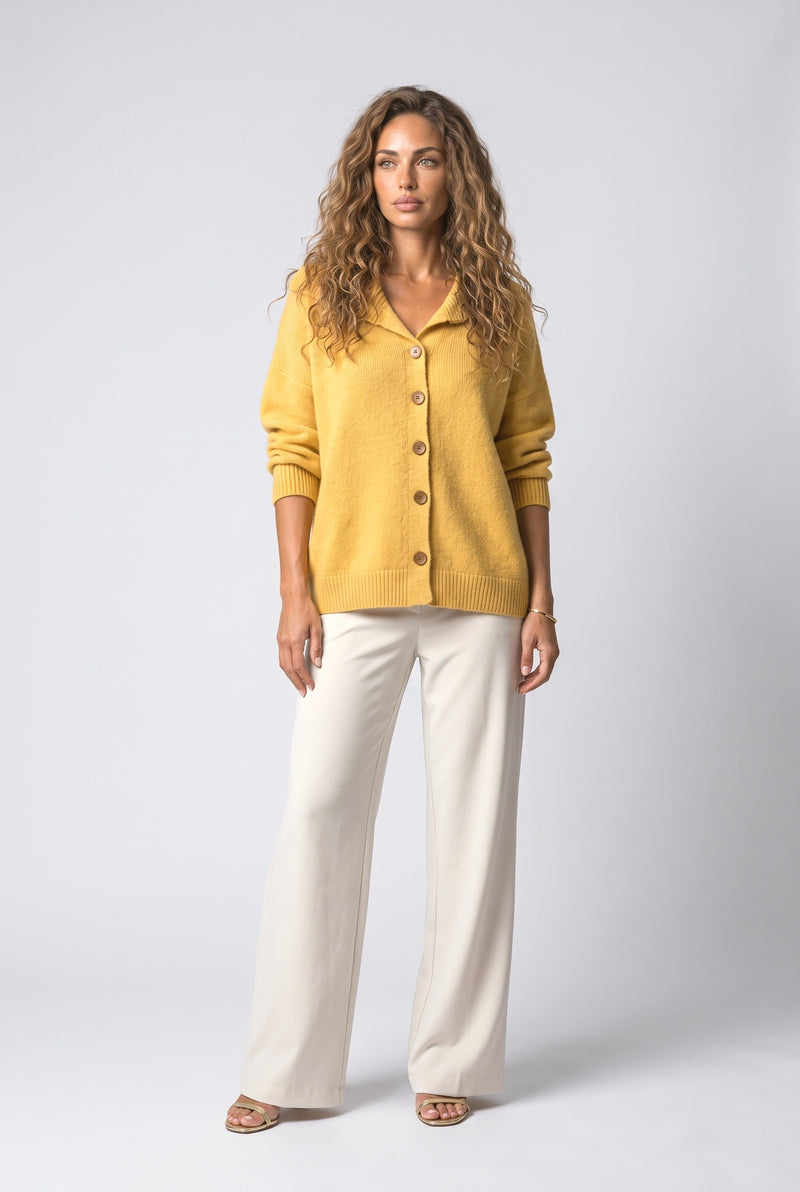 Mustard Yellow Oversized Knit Cardigan
