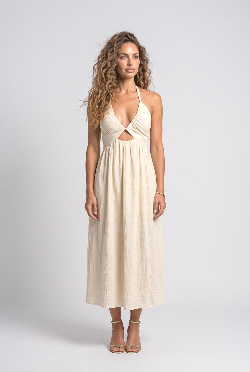 Halter Neck Cutout Maxi Dress