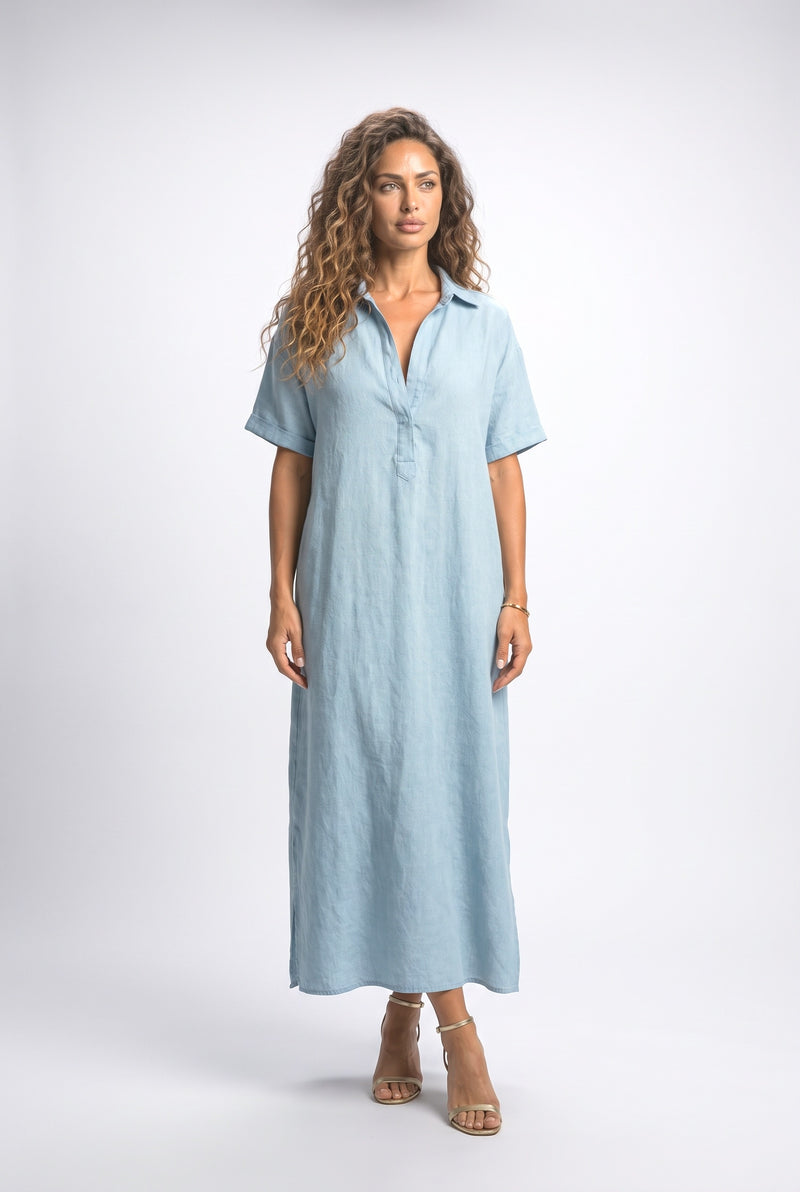 Chambray Blue Maxi Dress