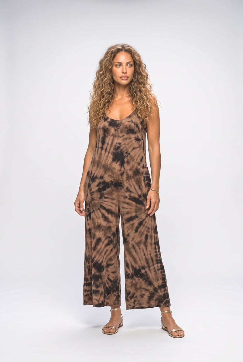 Leopard Print Tie-Dye Jumpsuit