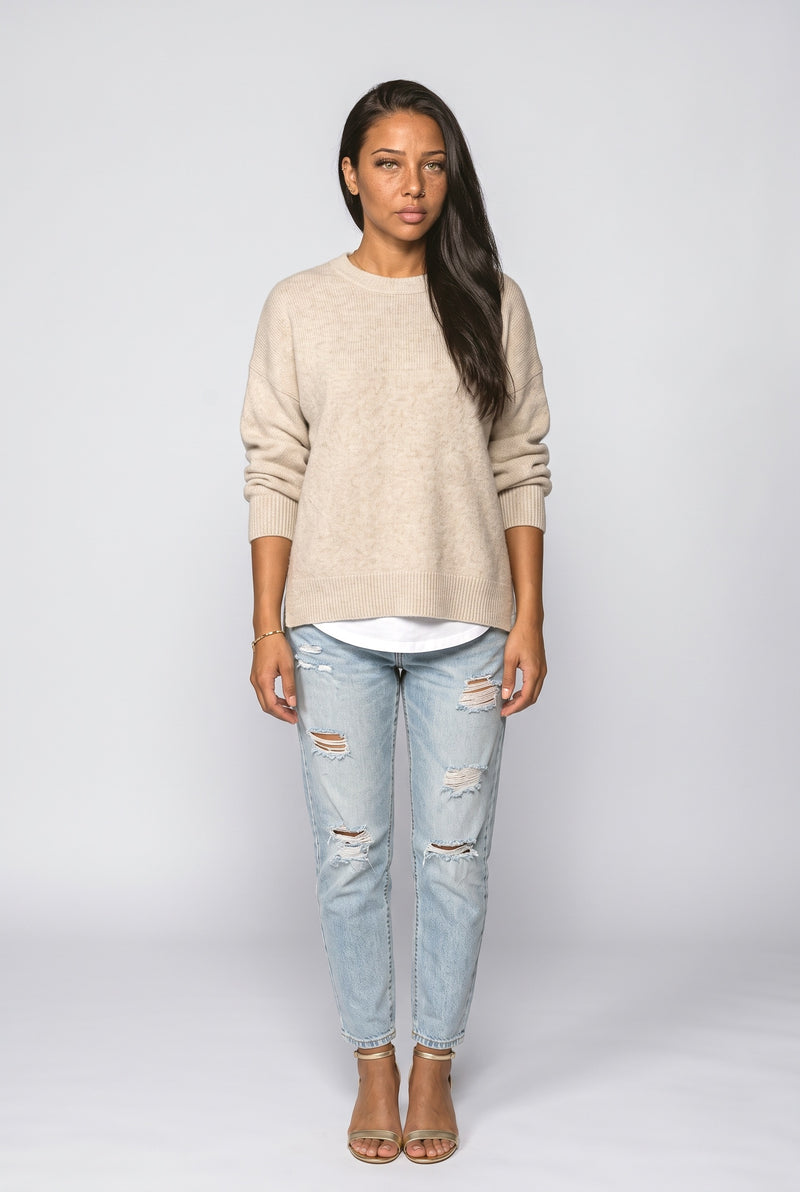 Khaki Brown Knit Pullover Sweater