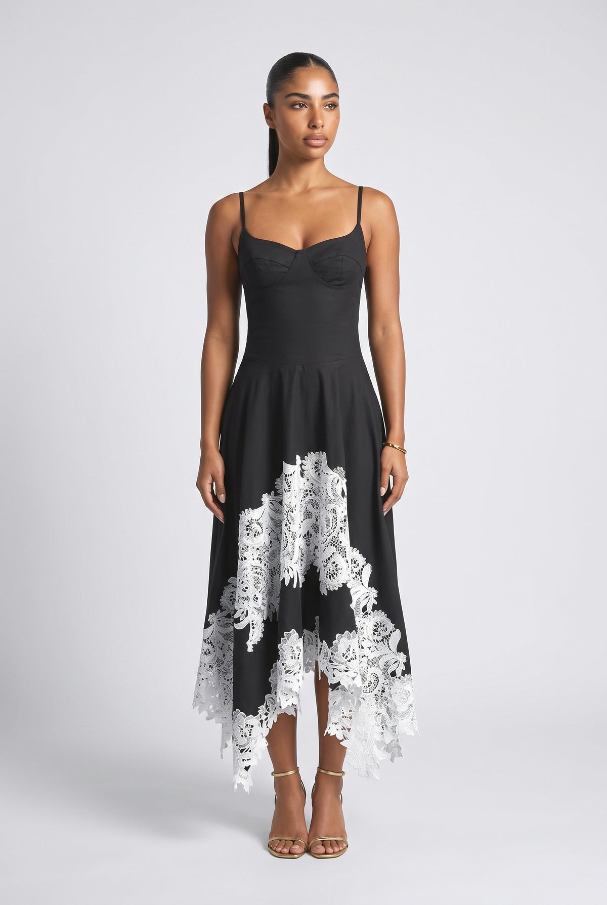 Lace Appliqu Spaghetti Strap Maxi Dress