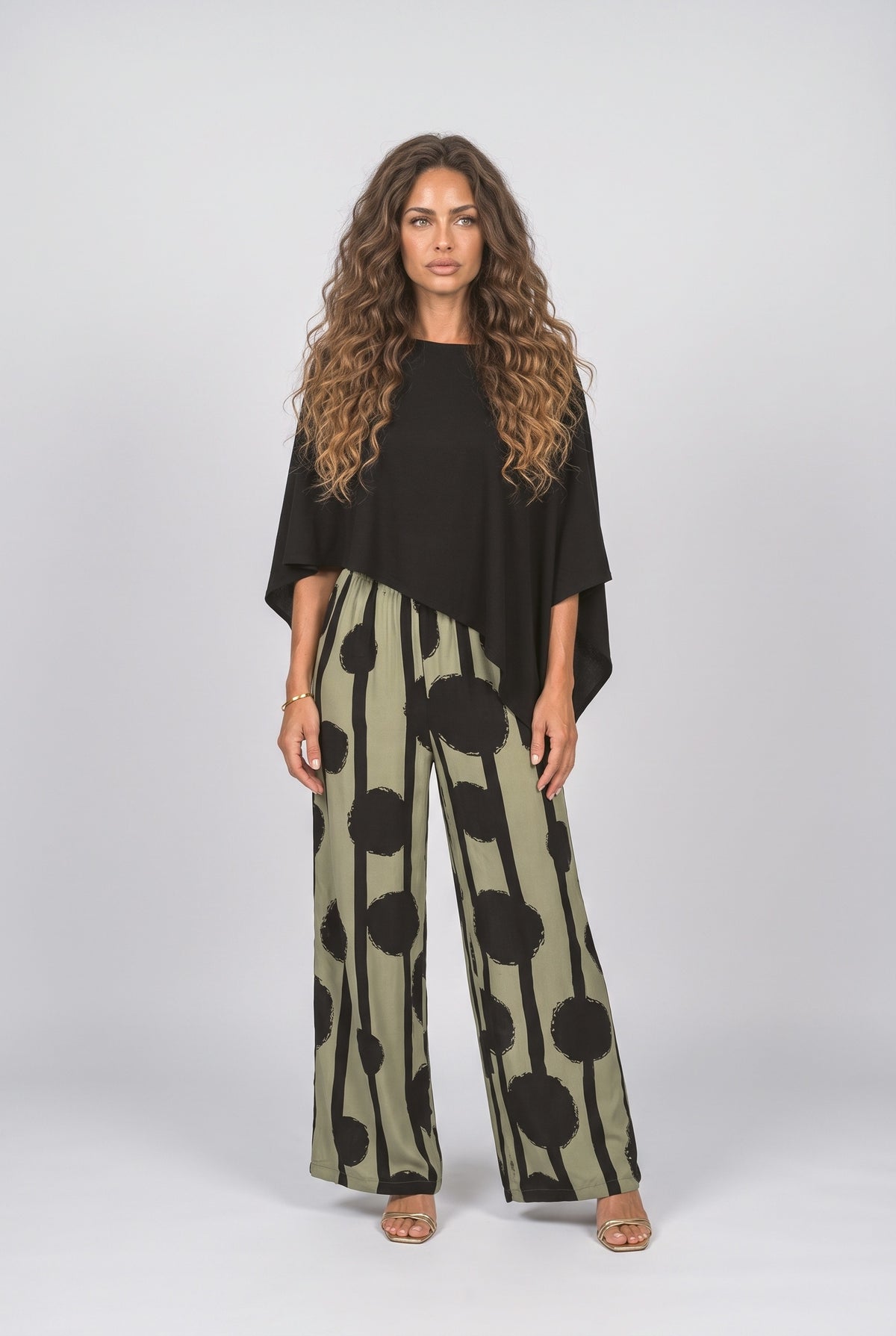 Black Asymmetric Two Piece Outfit, Black & Grey
