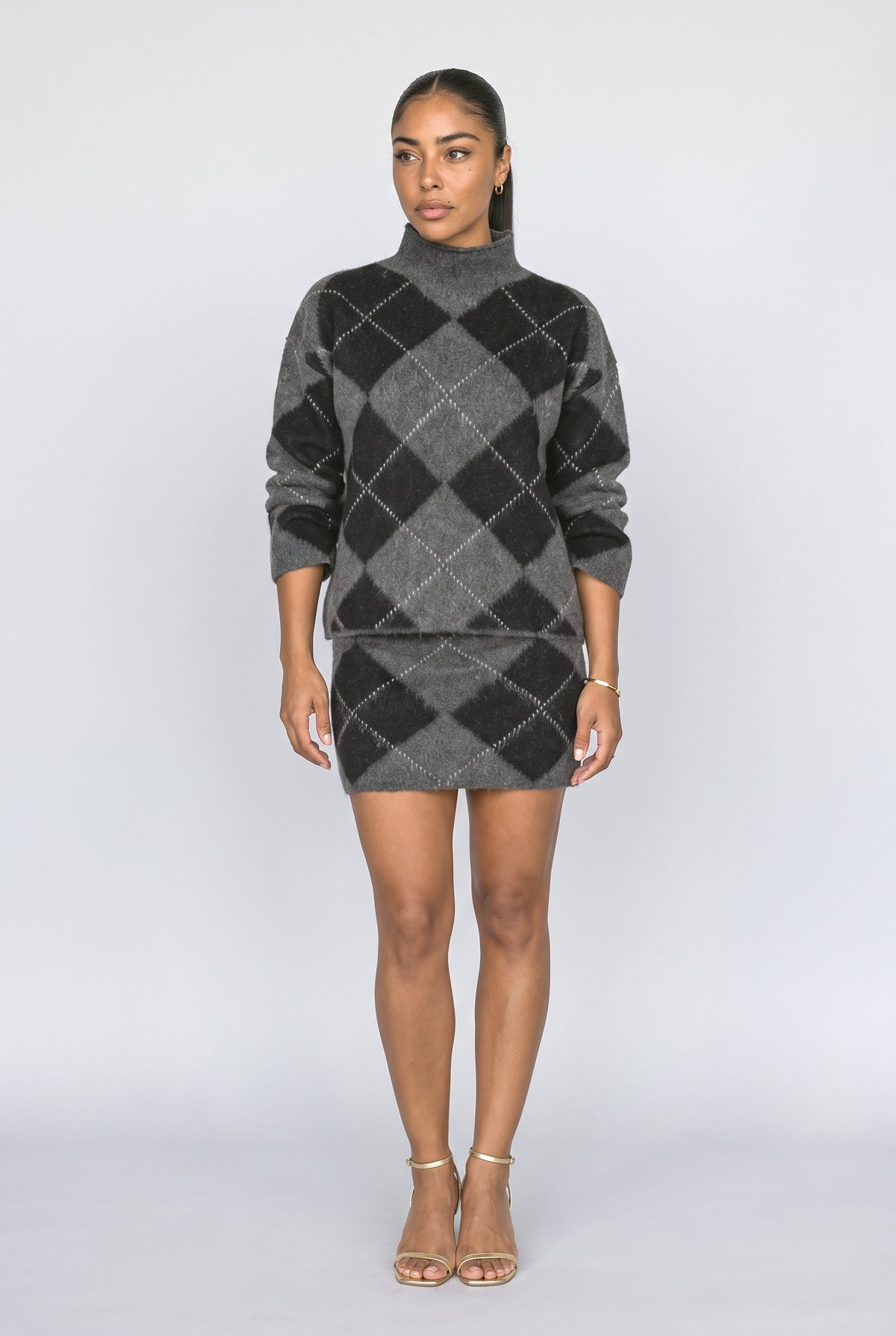 Knit High Neck Two Piece Outfit