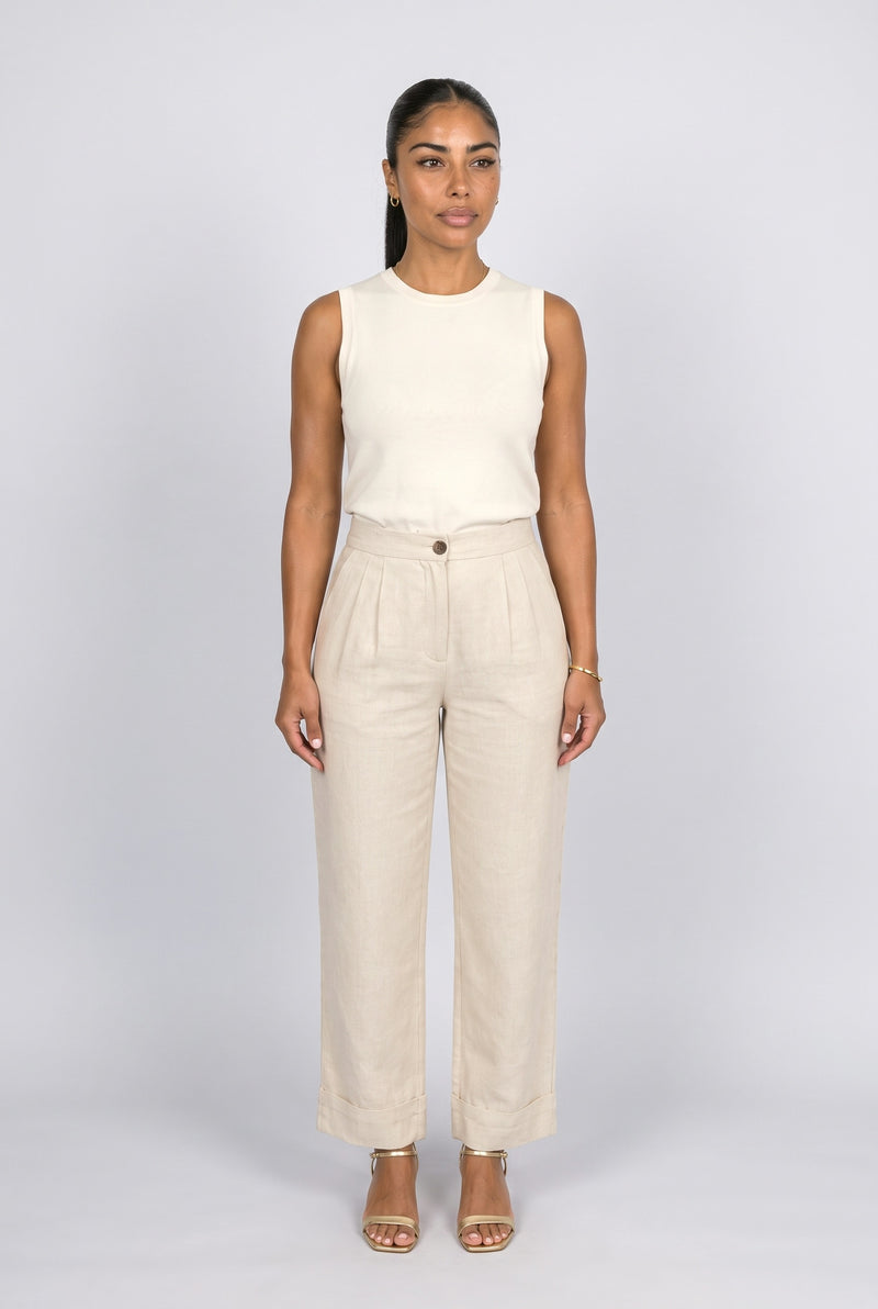 White Khaki Wide Leg Pants