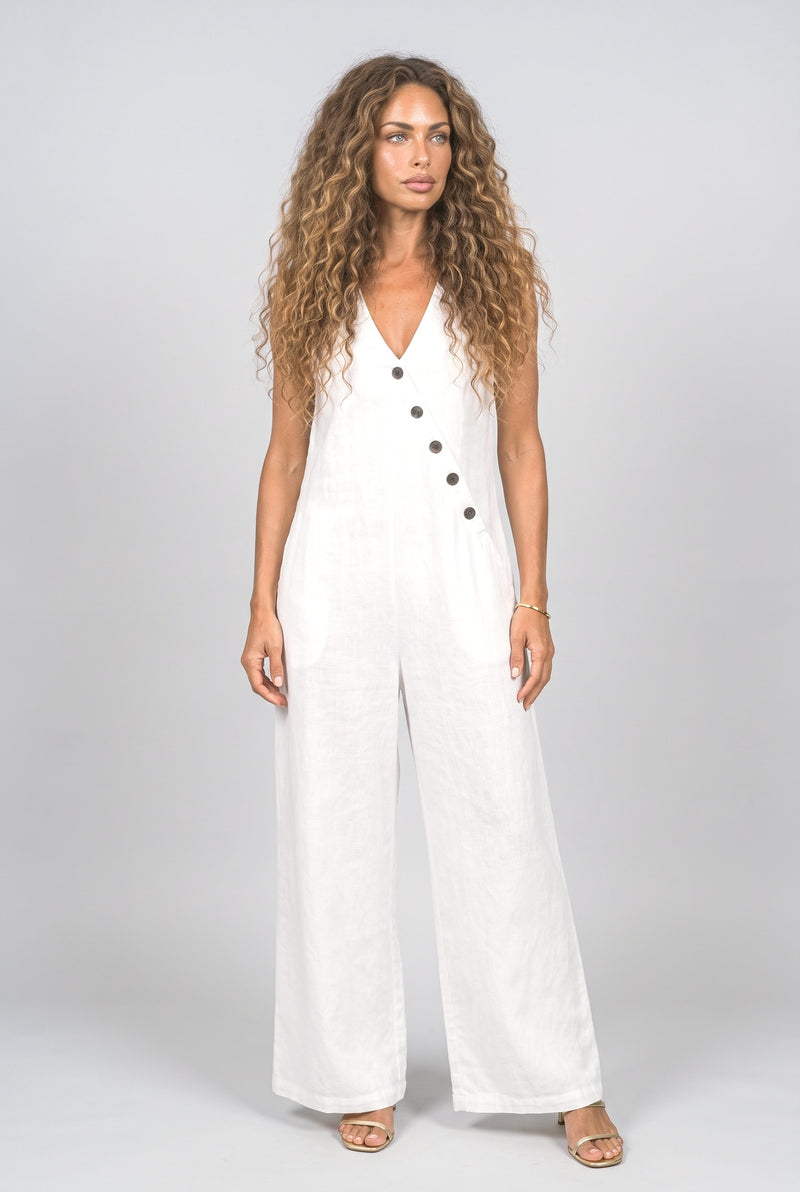 White Sleeveless Jumpsuit