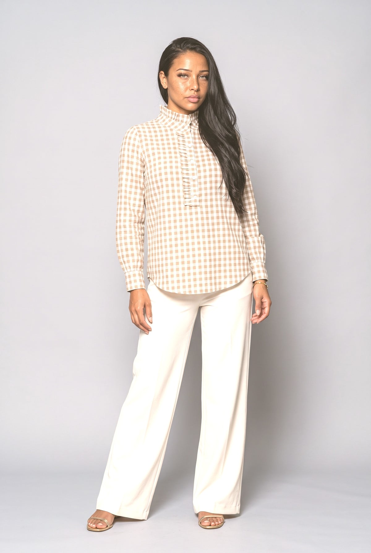 Gingham Ruffle Blouse