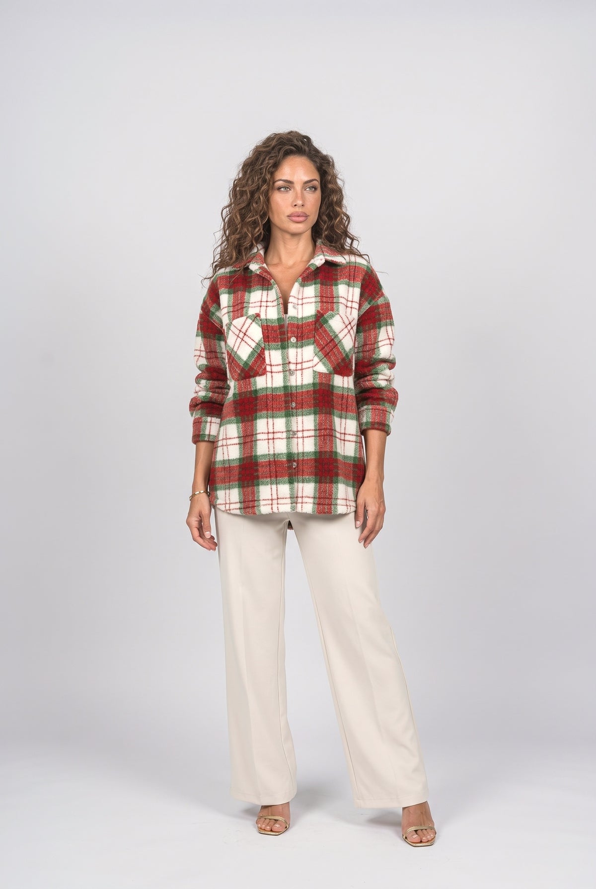 Plaid Oversized Fleece Jacket