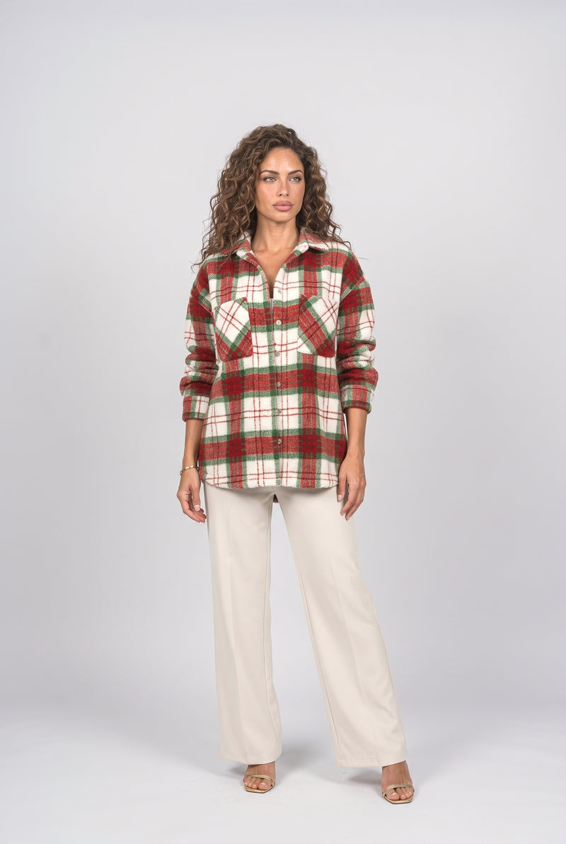 Plaid Oversized Fleece Jacket