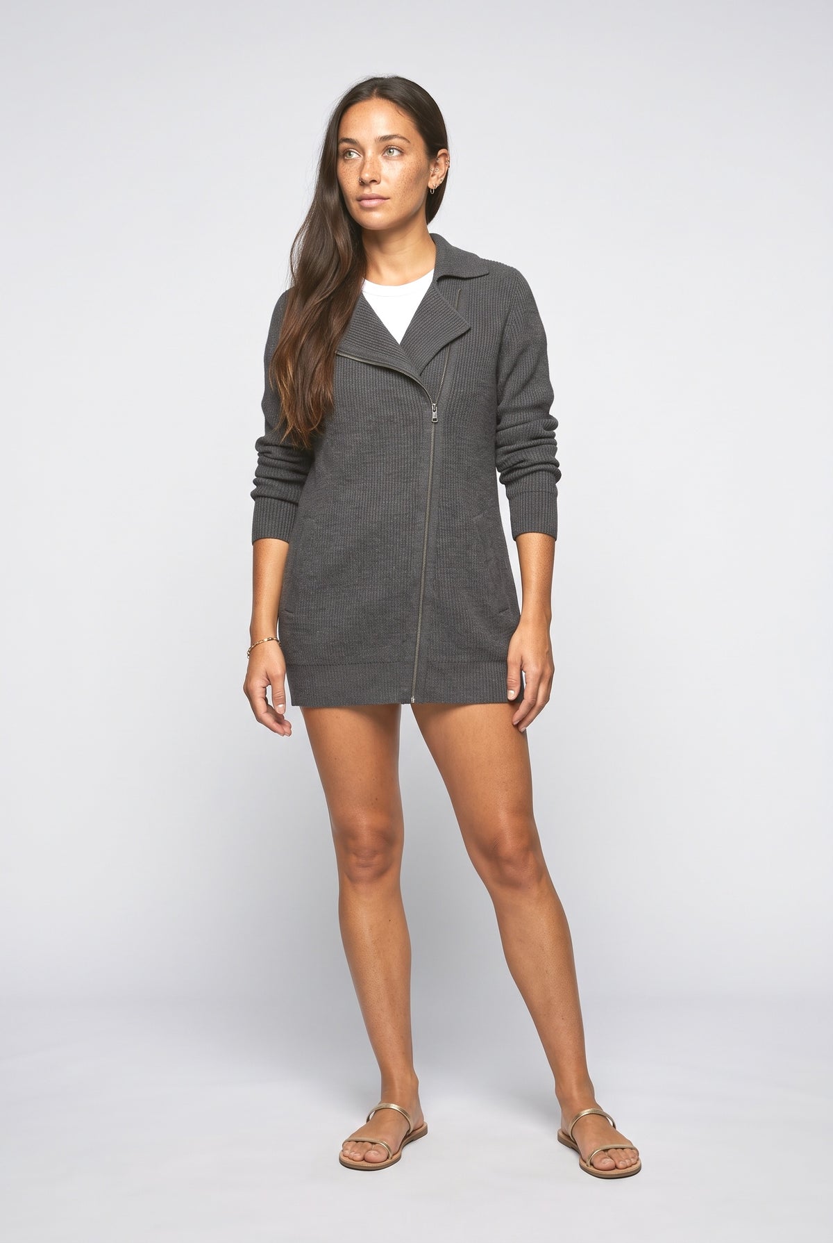 Knit Oversized Bomber Jacket