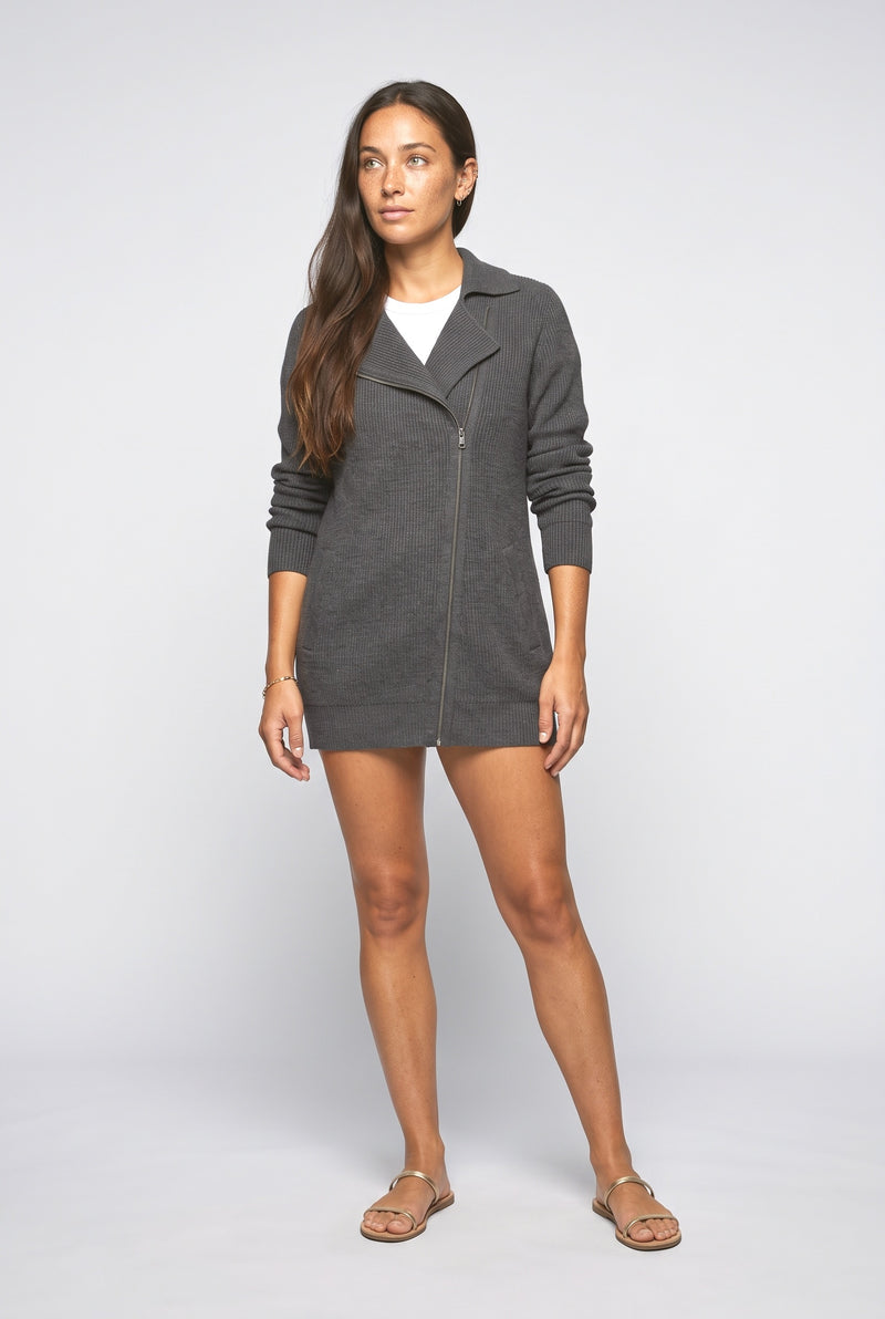 Knit Oversized Bomber Jacket