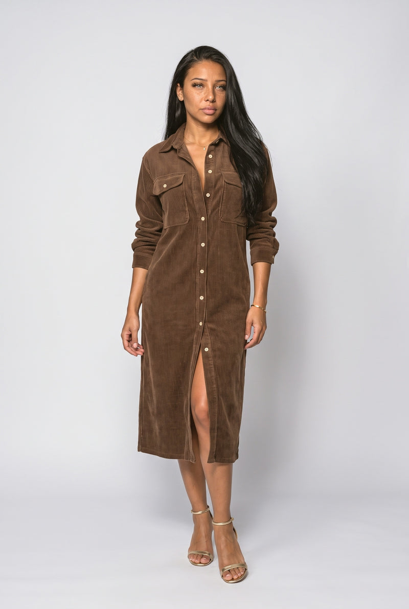 Chocolate Ribbed Summer Dress