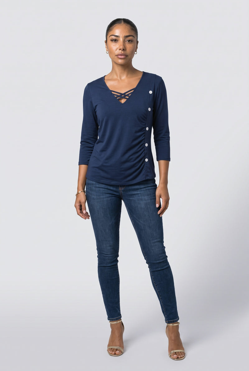 V-Neck Ruched Blouse