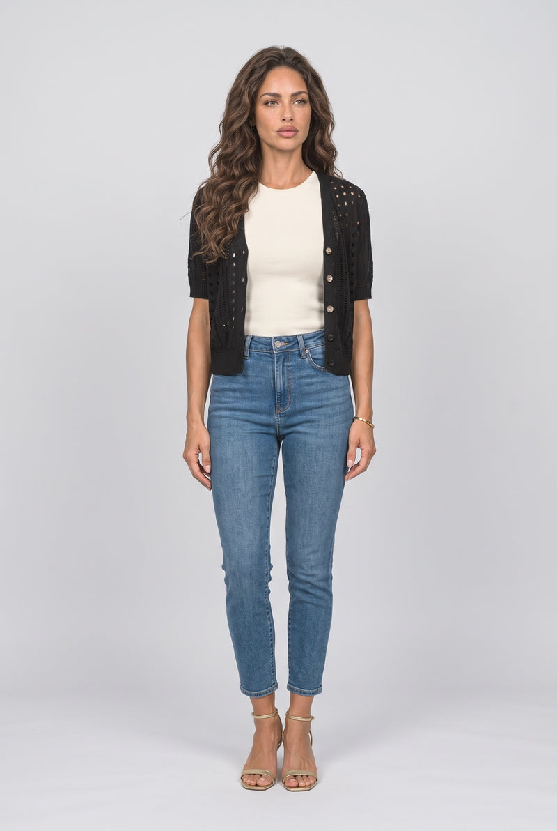 Short Sleeve Knit Cardigan
