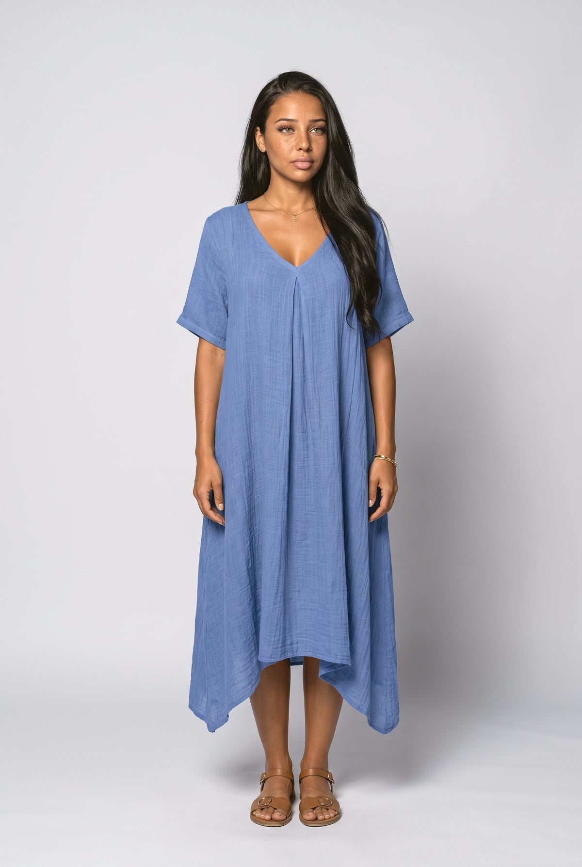 Linen V-Neck Summer Dress