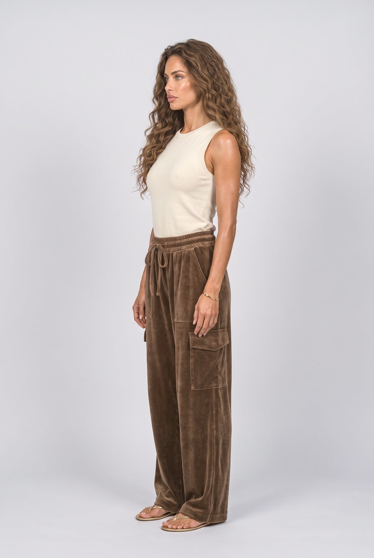 Ribbed Wide Leg Pants, back view