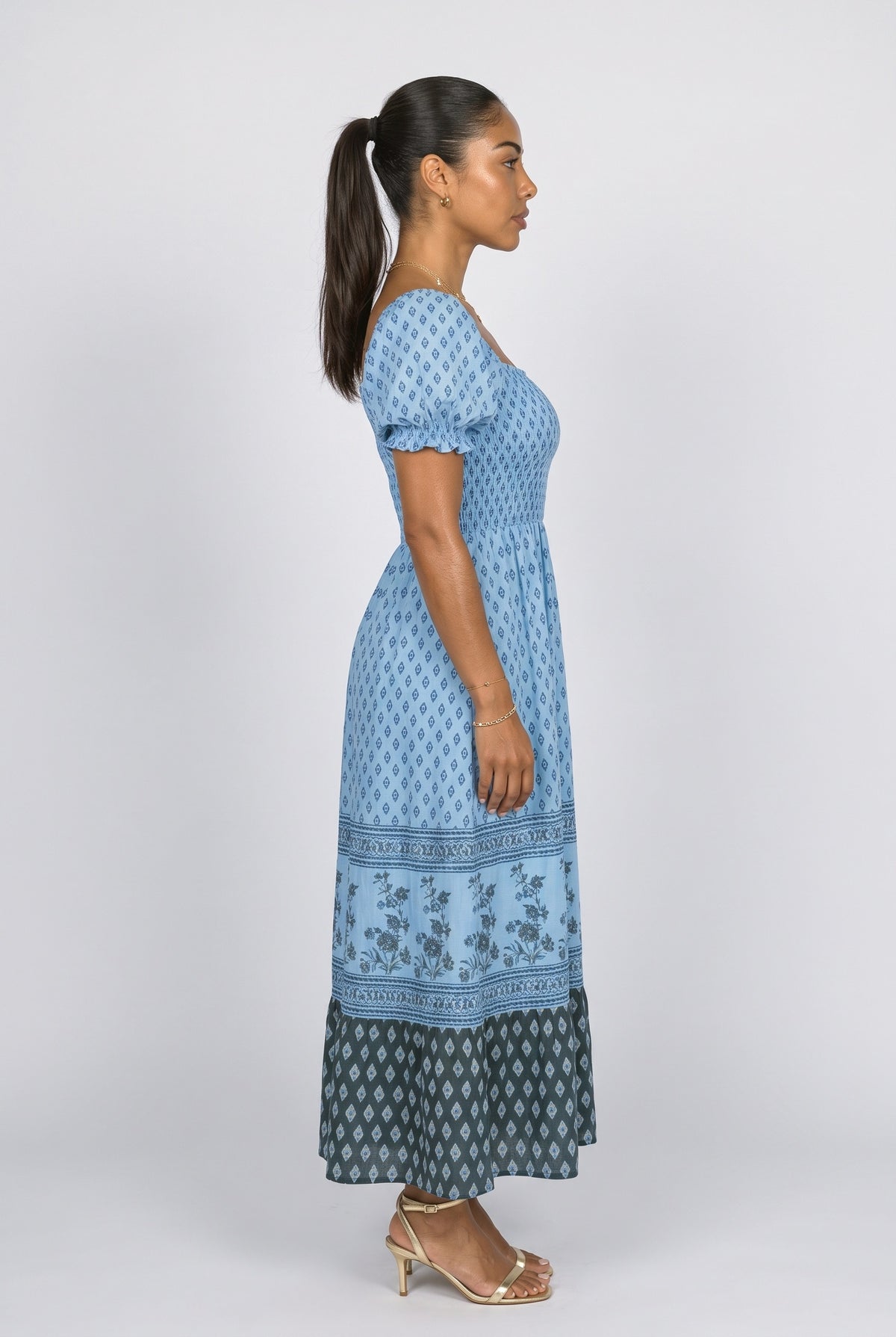 Puff Sleeve Maxi Dress, back view