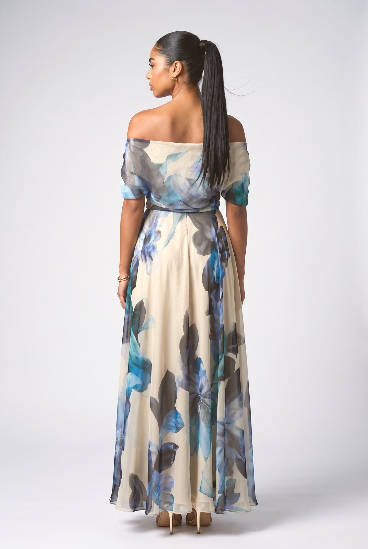 Blue Strappy Dress, back view