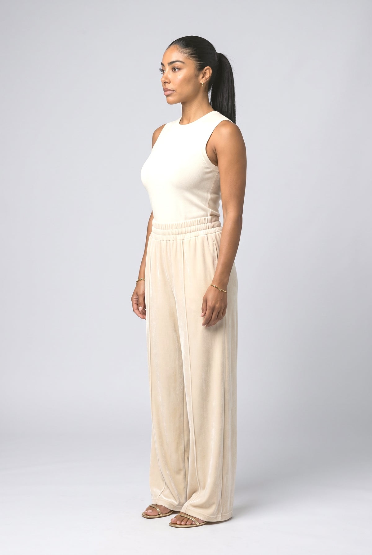 Velvet Wide Leg Pants, back view