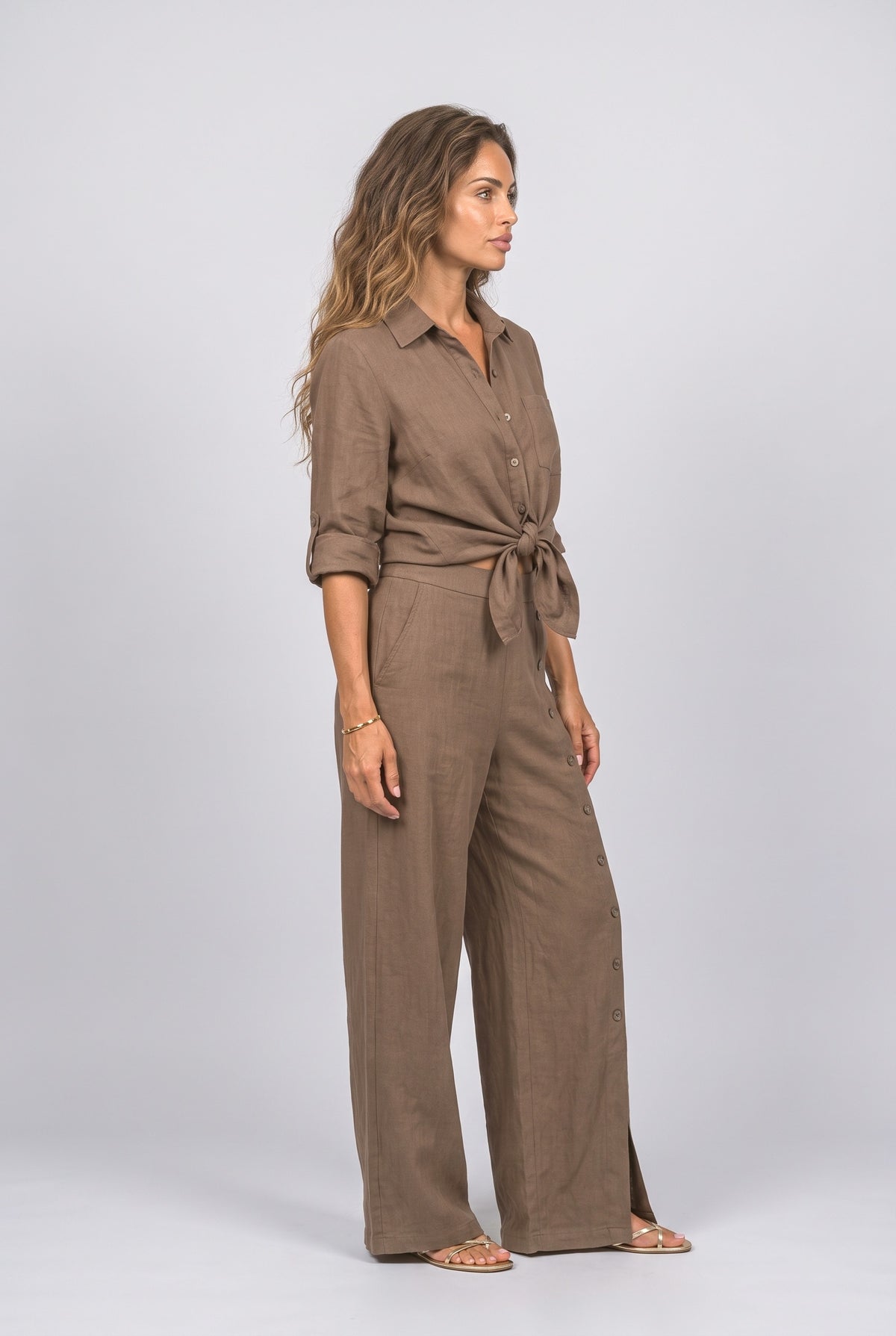 Linen Matching Set Women, back view