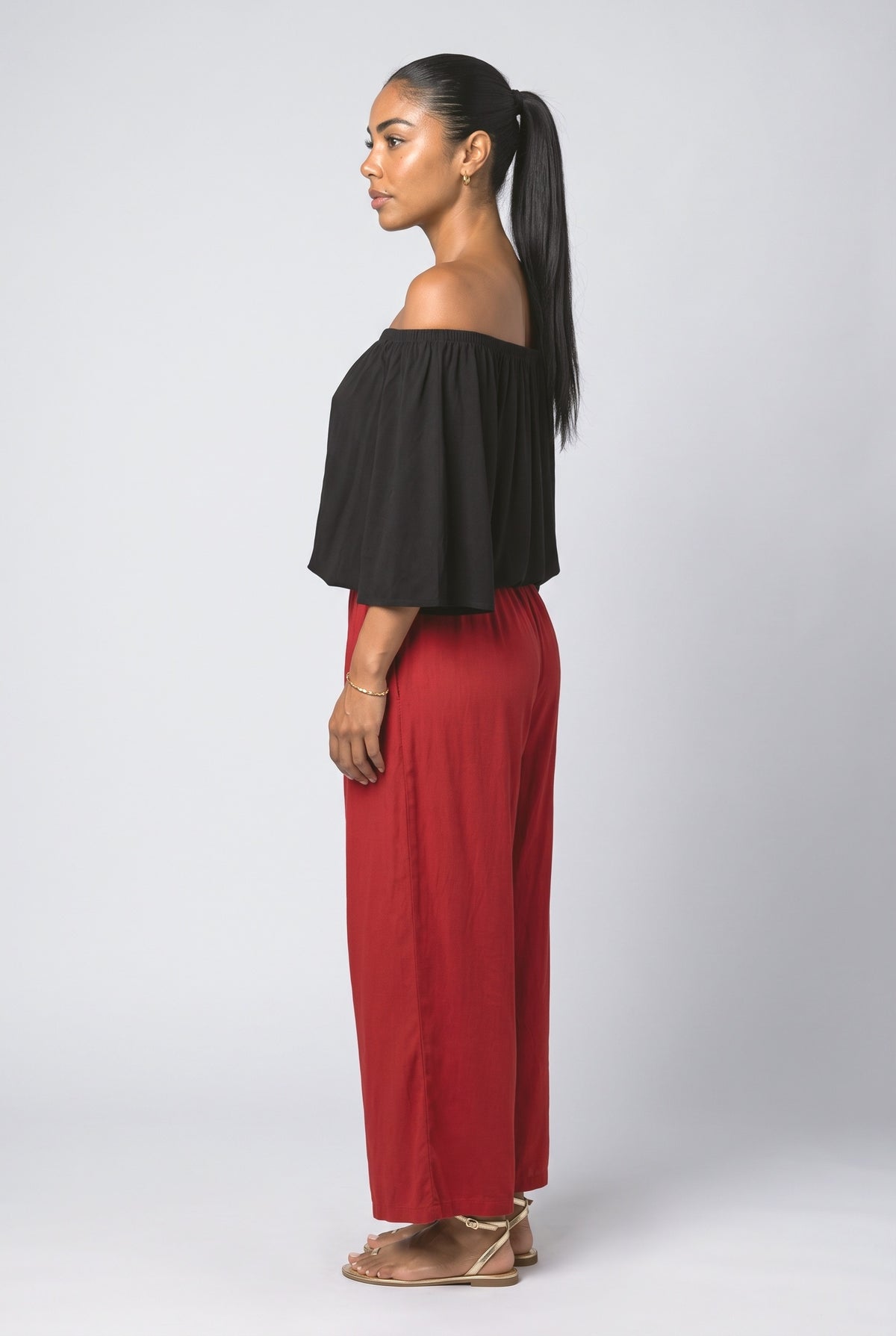 Off-Shoulder Two Piece Outfit, back view