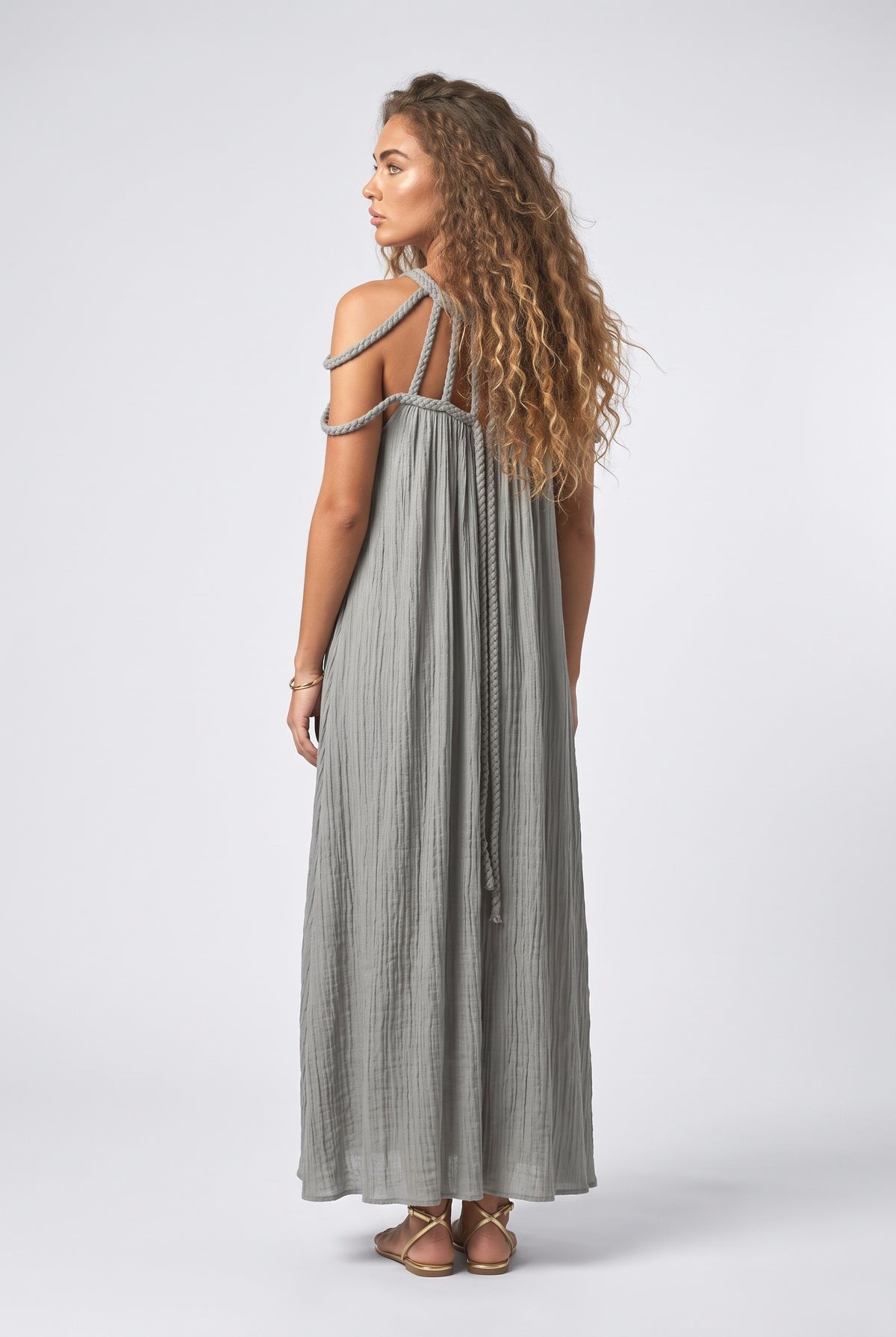 Draped Braids Cover Up Maxi Dress, back view