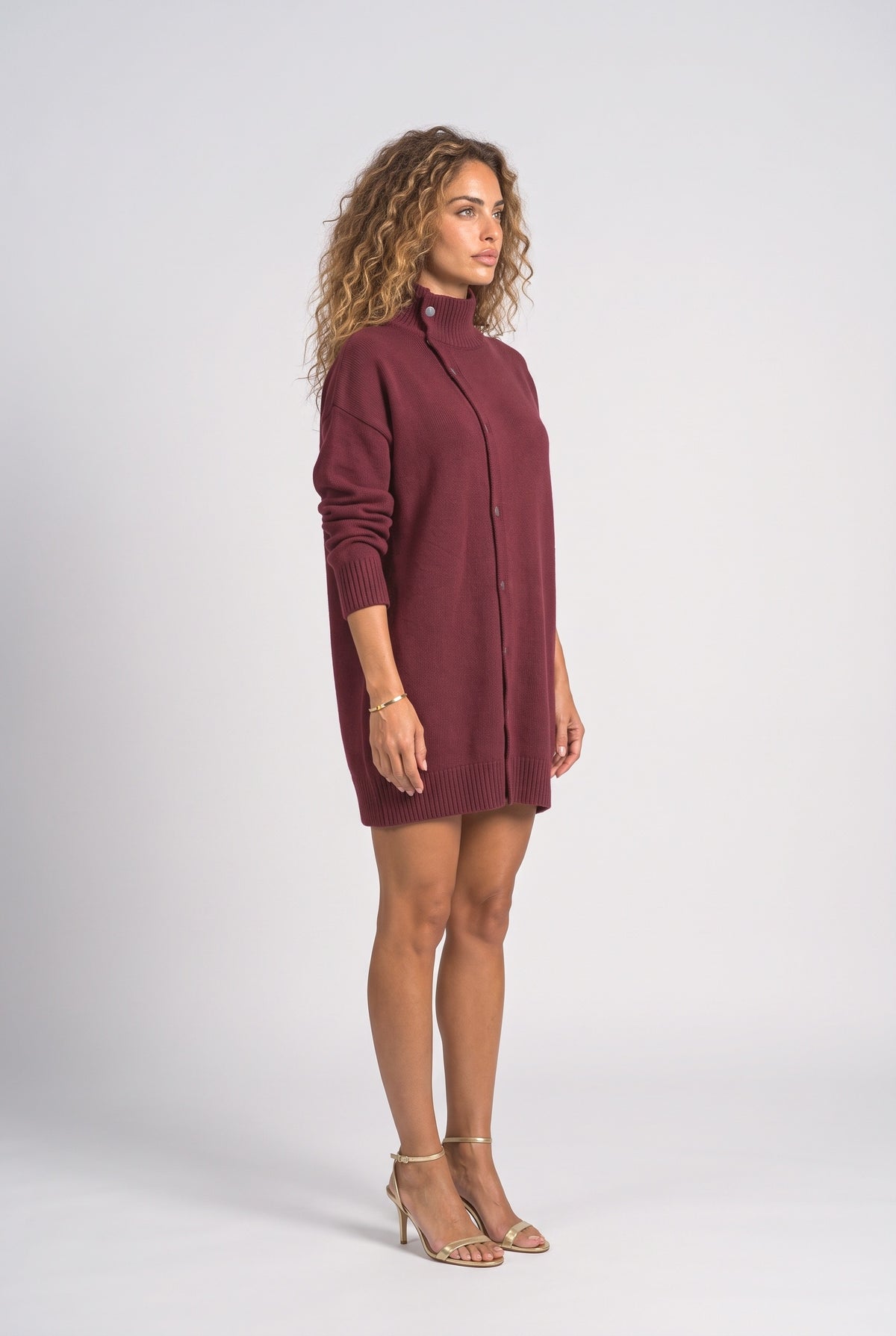 High Neck Oversized Knit Cardigan, back view