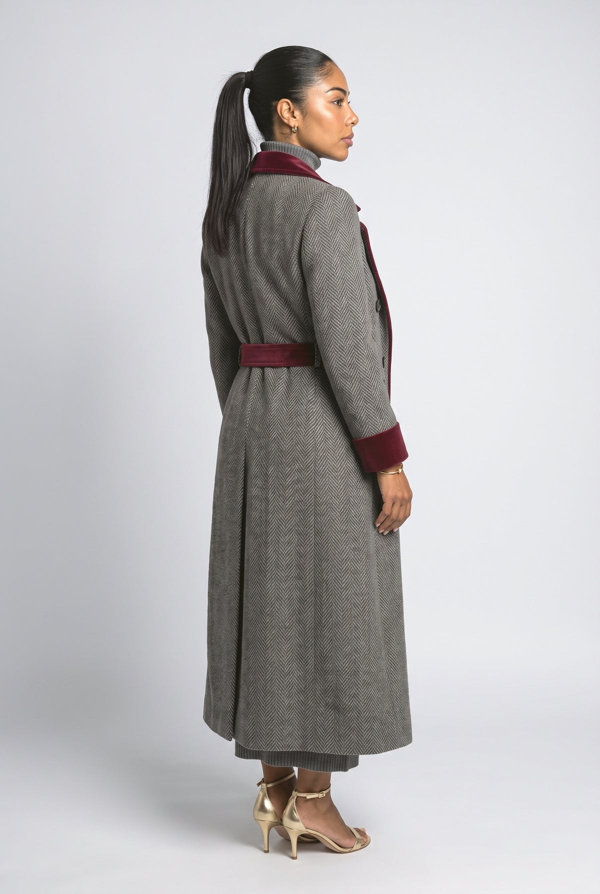 Gray Wool Coat, back view