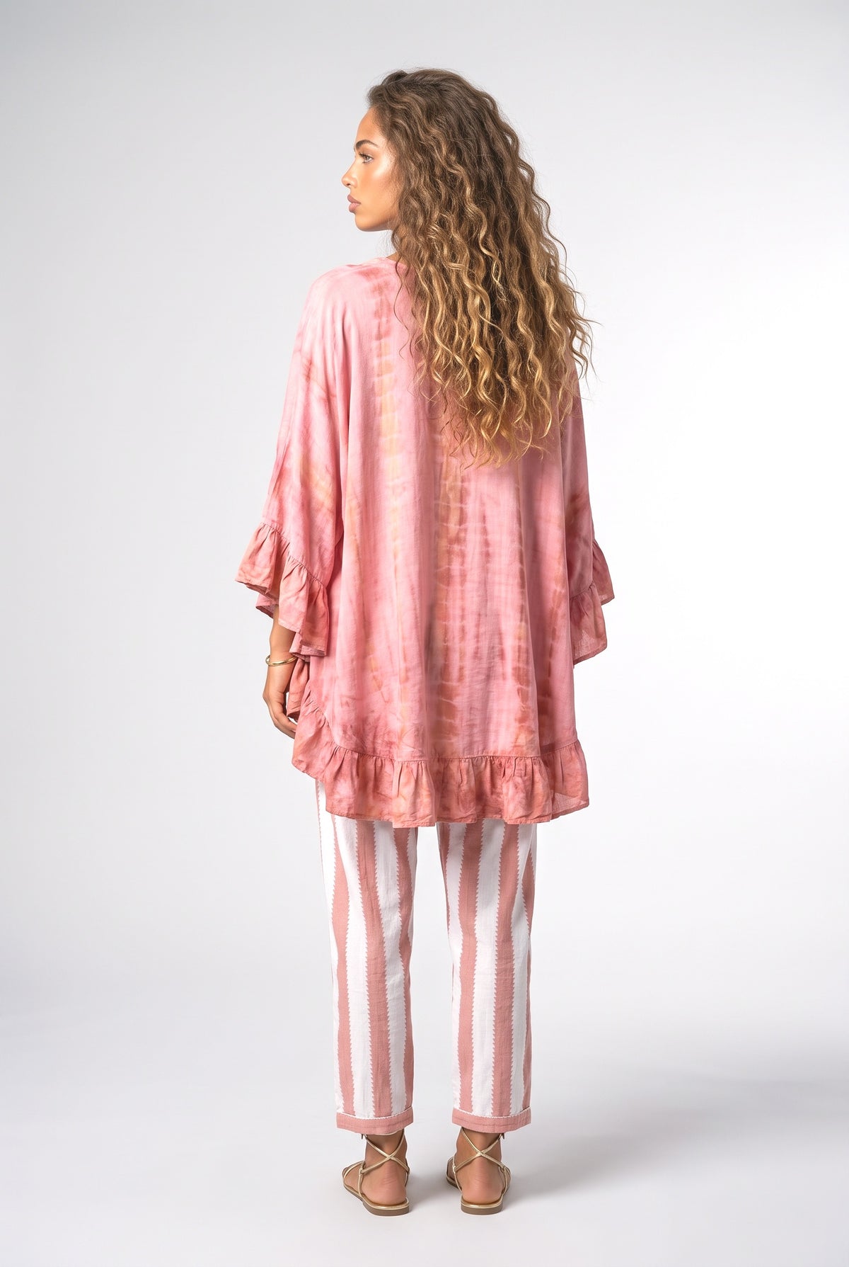 Pink Striped Outfit Set, back view