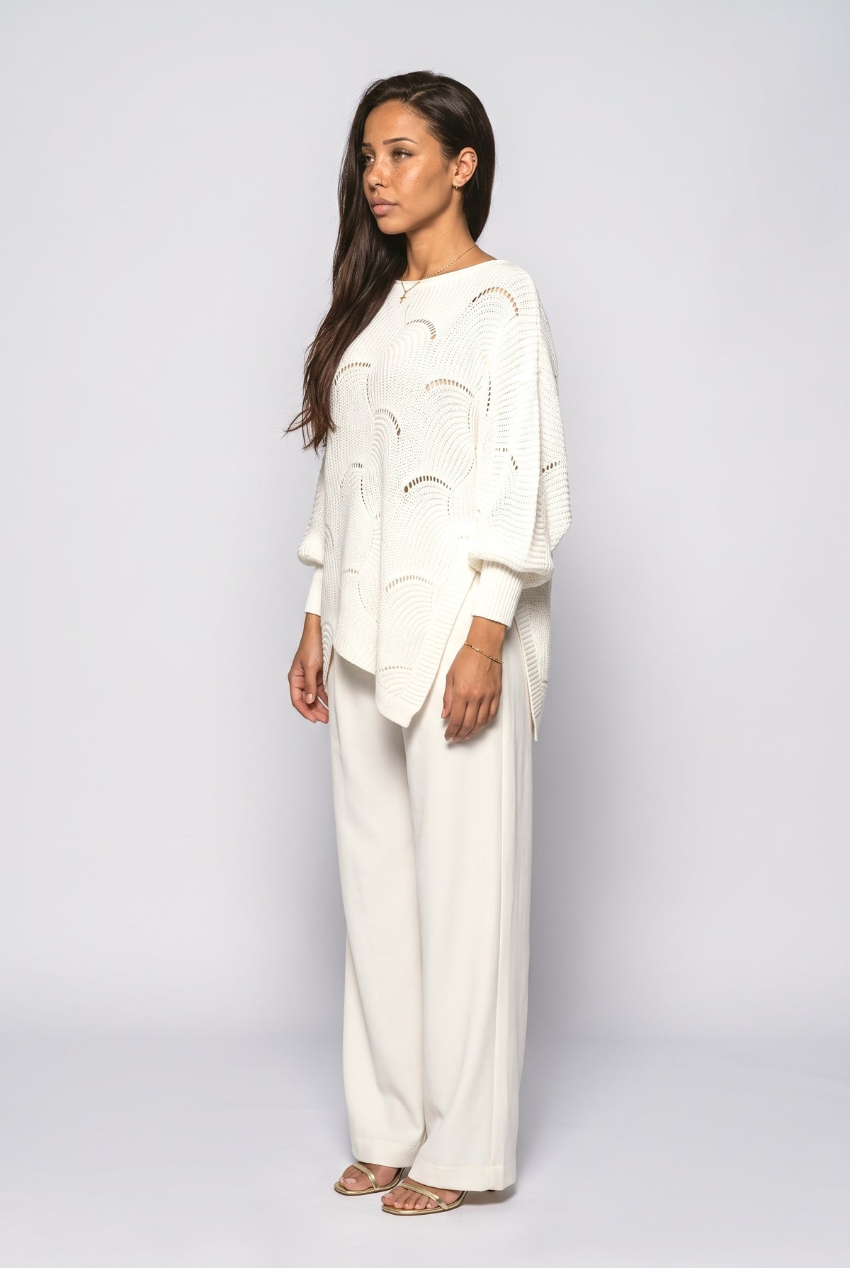 Batwing Sleeve Pullover Sweater, back view