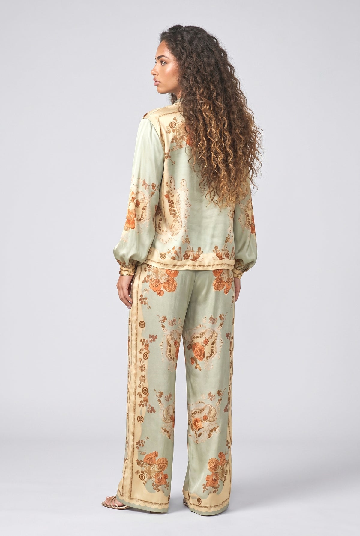 Paisley Satin Outfit Set, back view