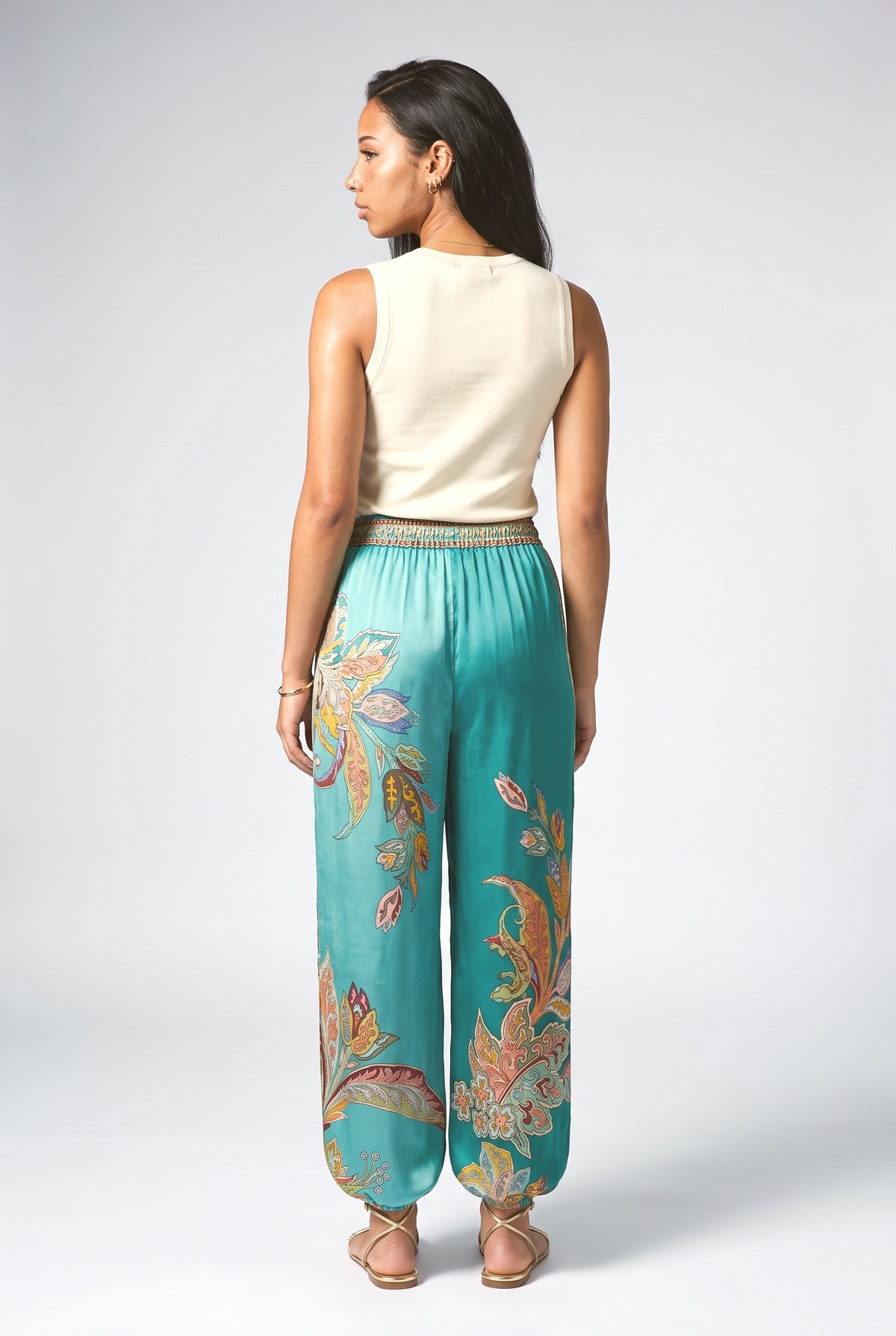 Satin Relaxed Pants, back view
