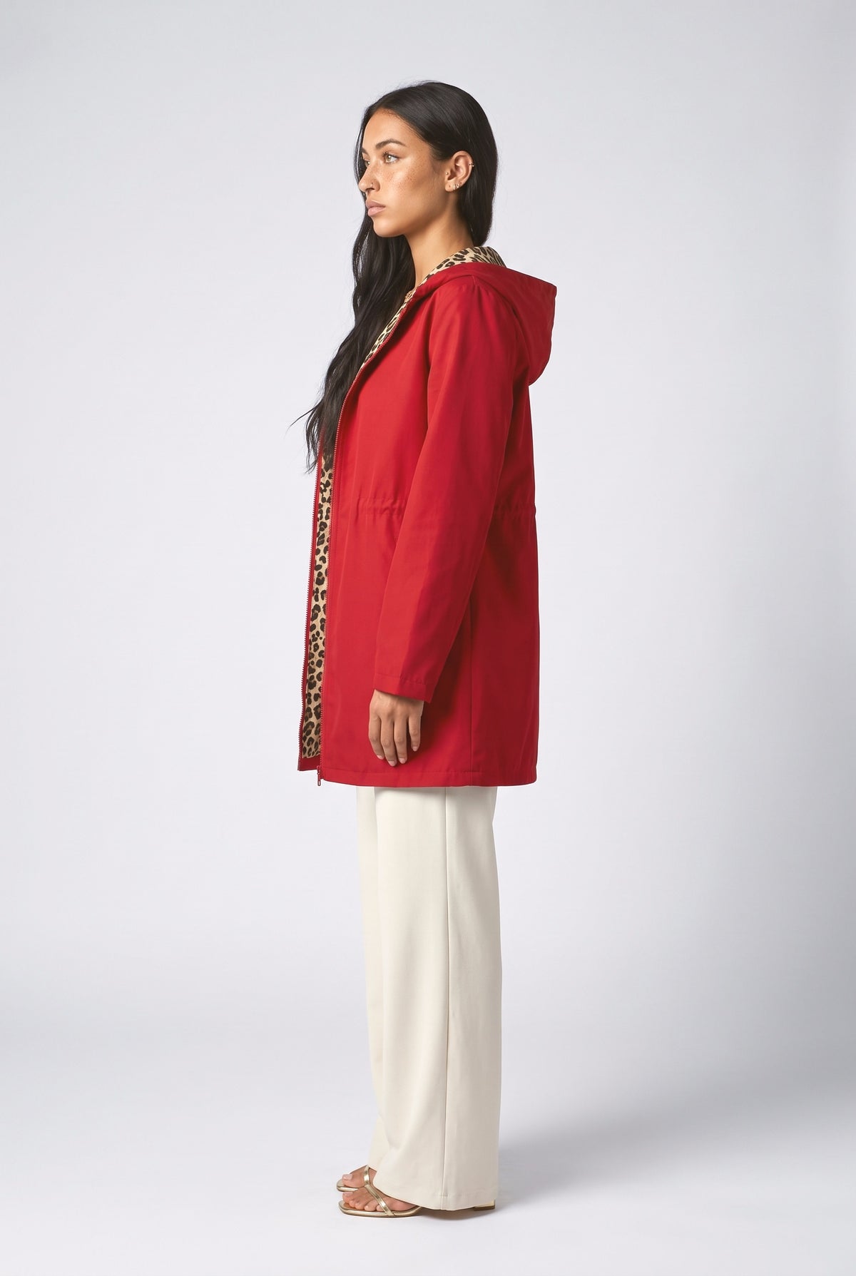 Leopard Wool Coat, back view