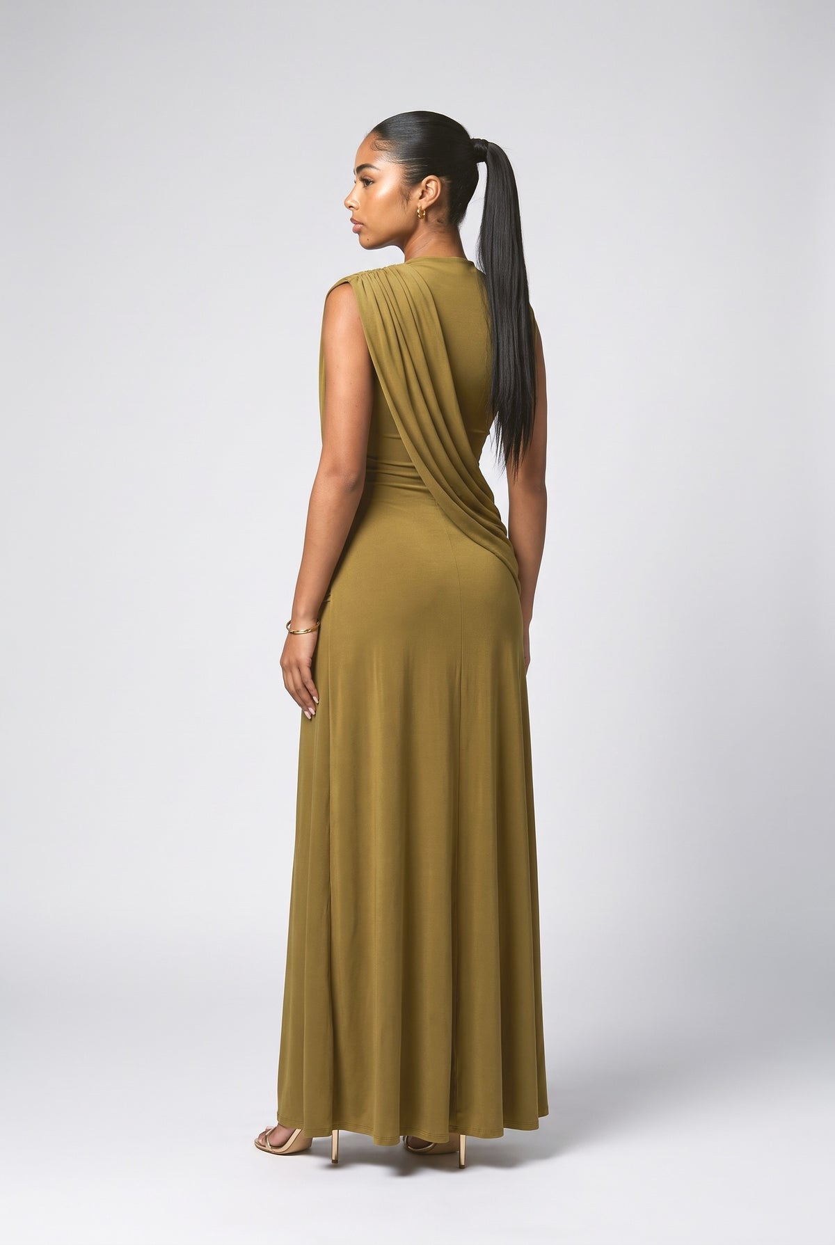 Draped Maxi Dress, back view