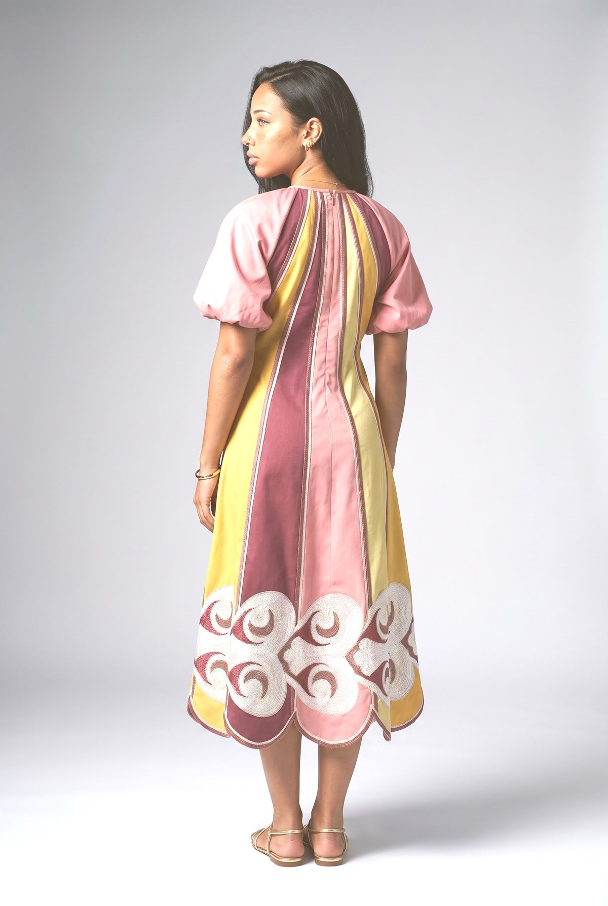 Puff Sleeve Midi Dress, back view