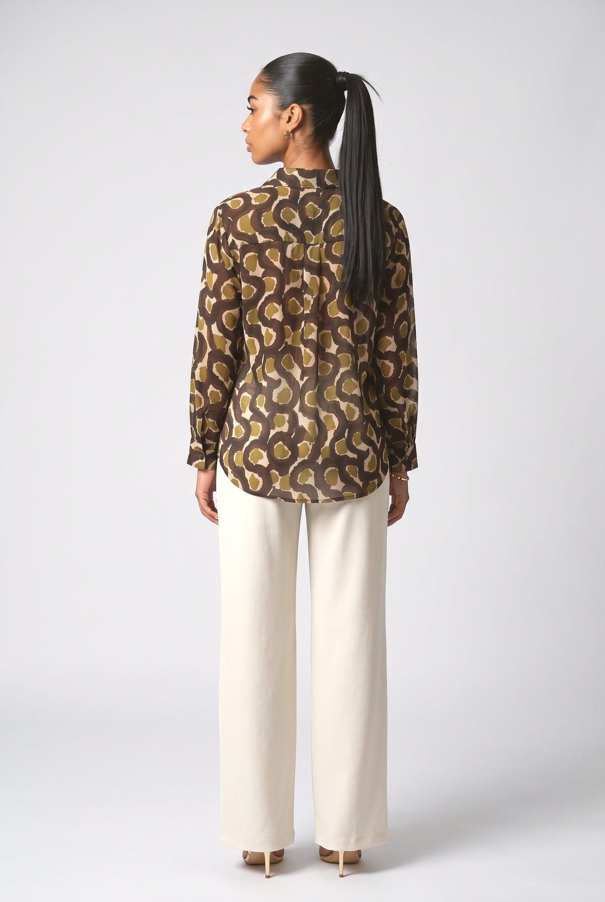 Brown Print Top, back view