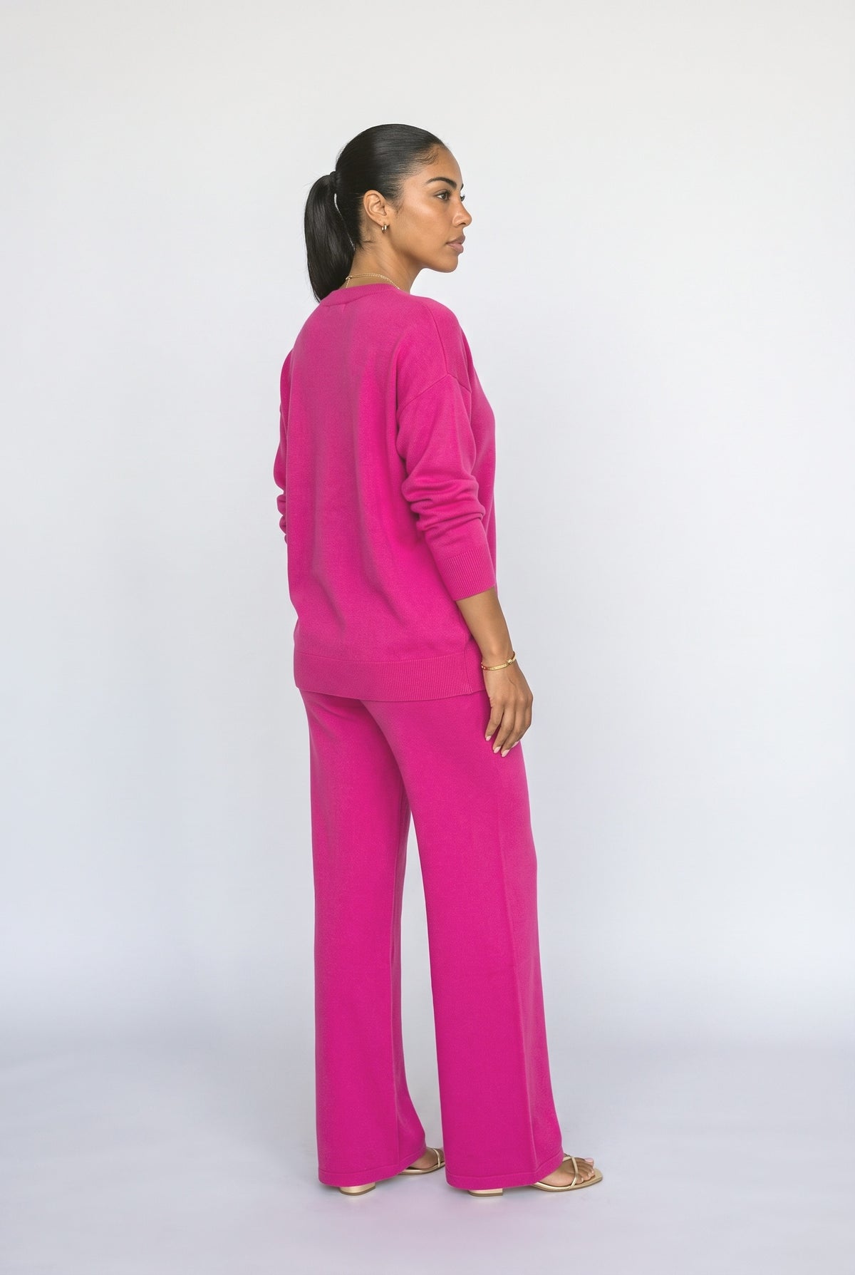 Knit V-Neck Lounge Set, back view
