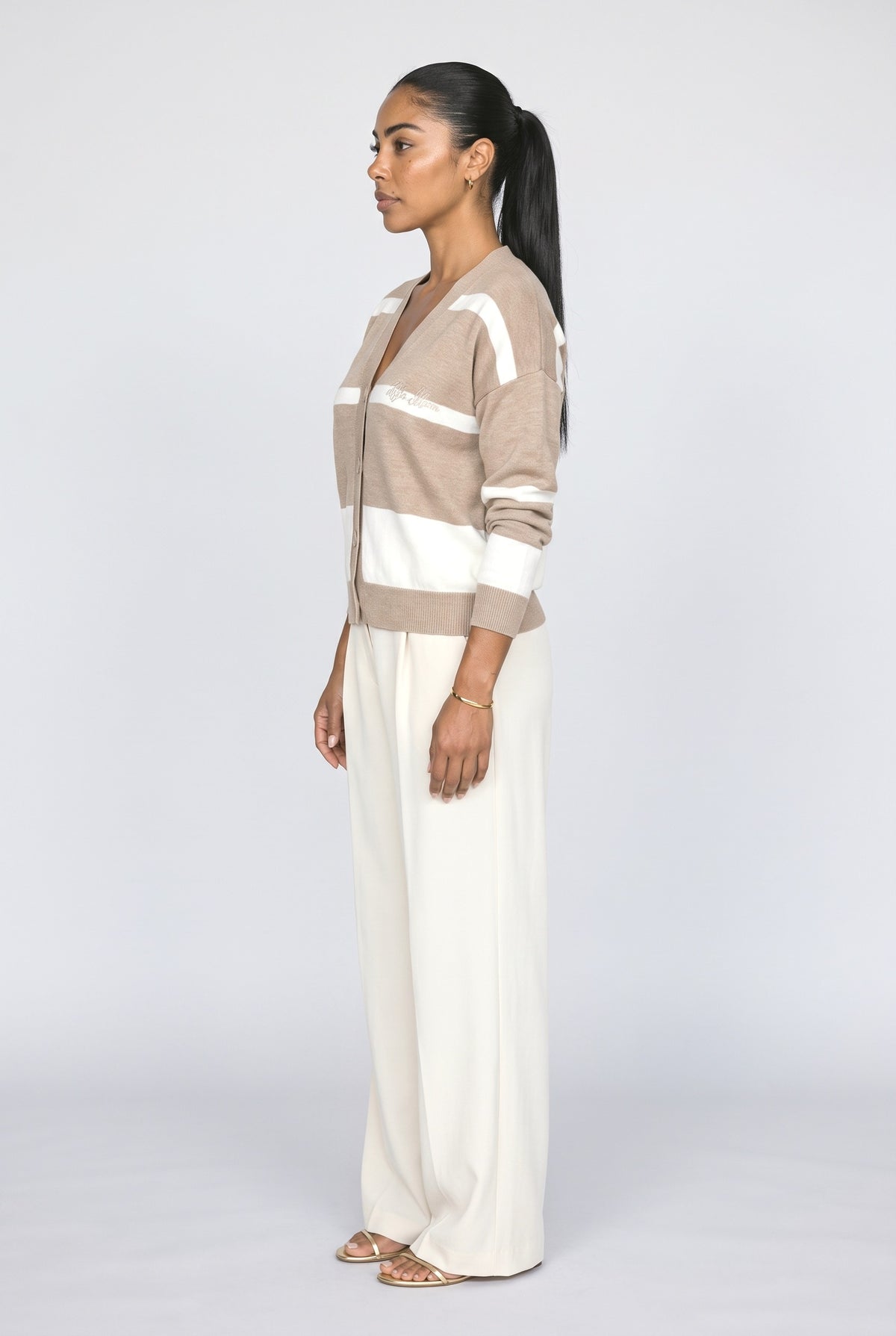 Striped Knit Cardigan, back view