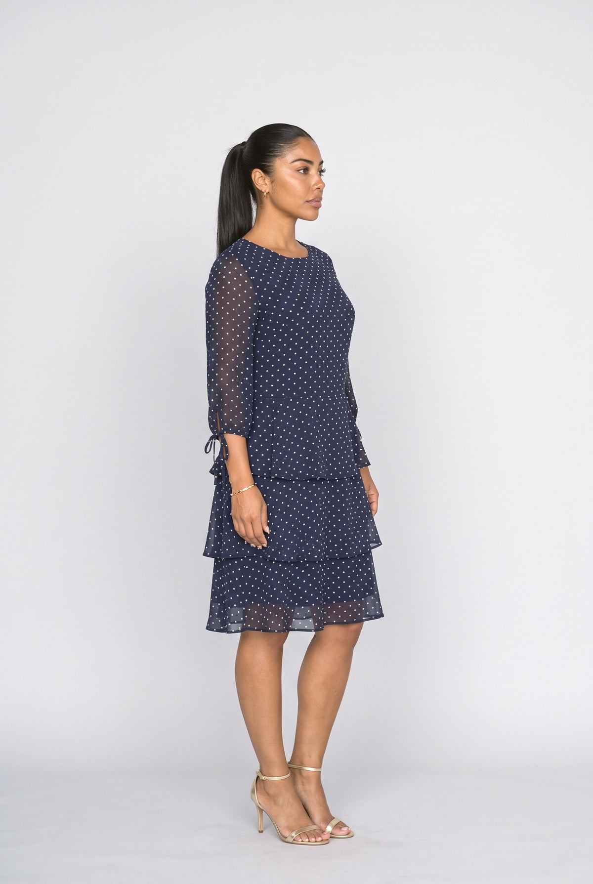 Chiffon Polka Dot Midi Dress, back view