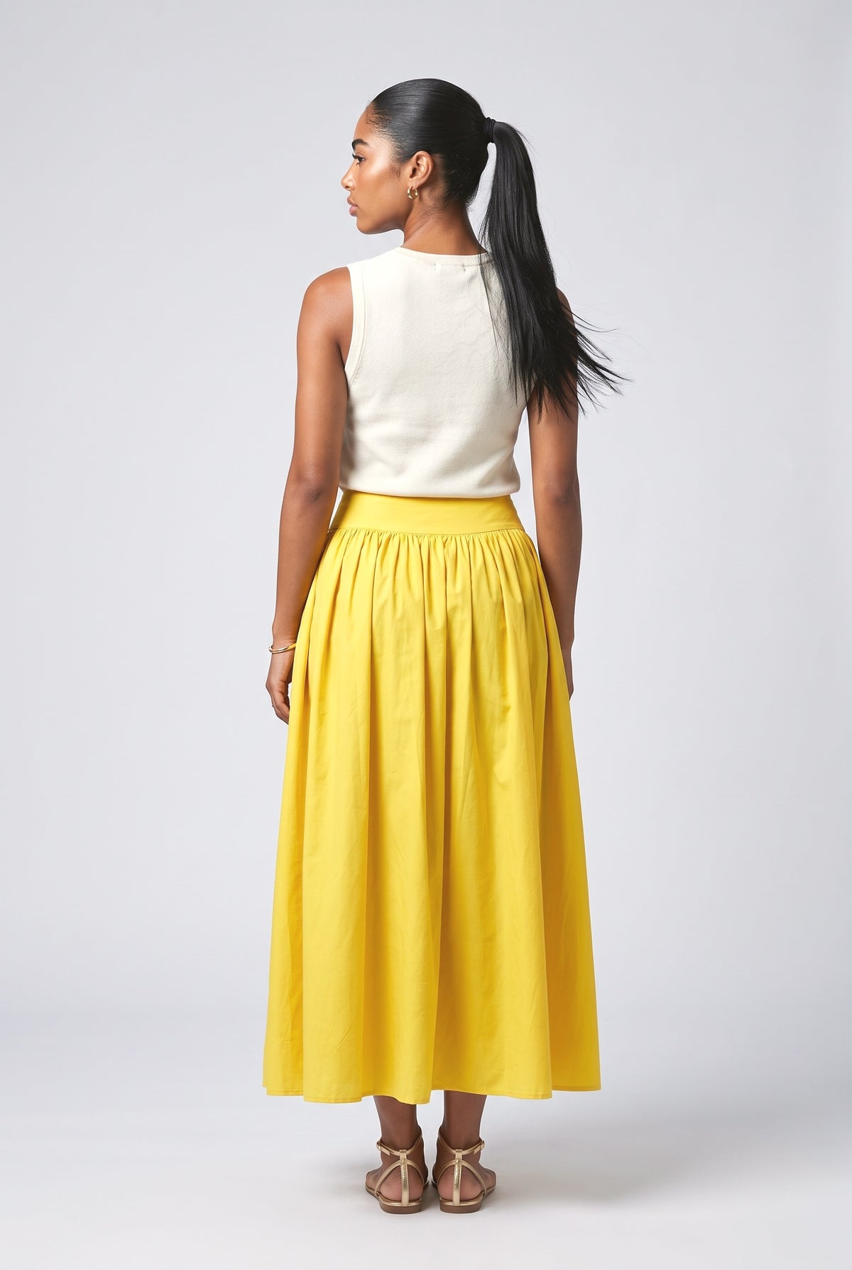 Yellow Ruched Skirt, back view
