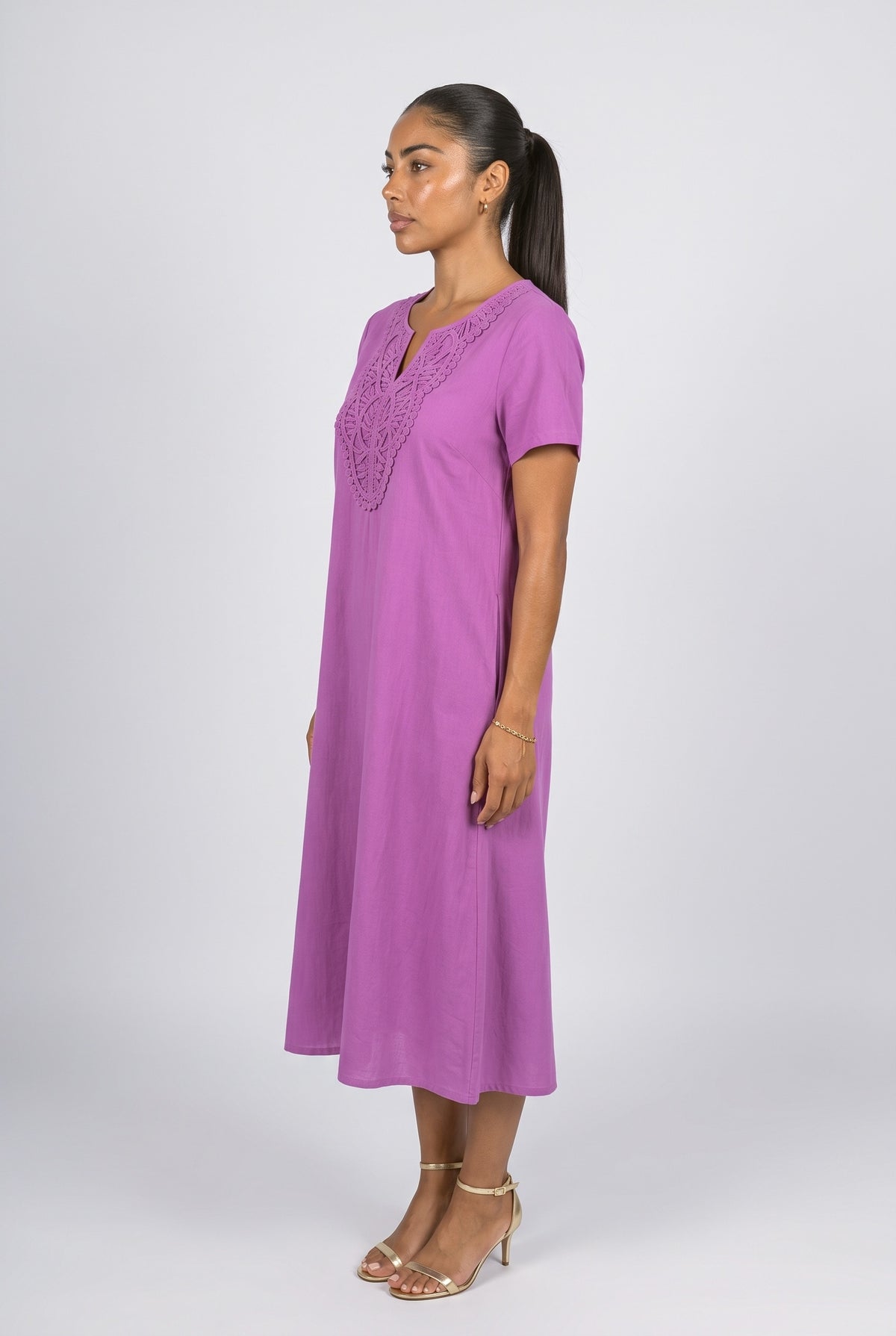 Lace A-Line Midi Dress, back view