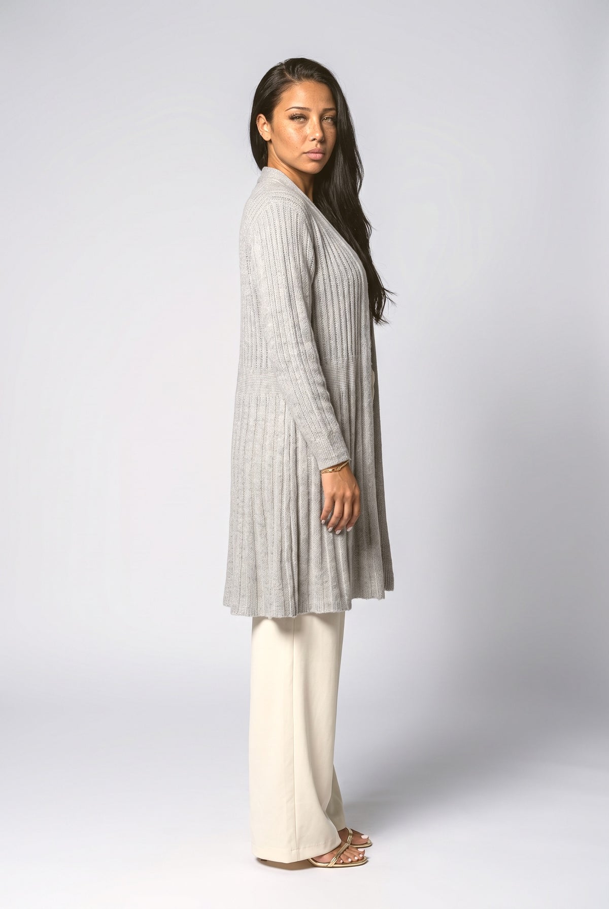 Ribbed Knit Cardigan, back view