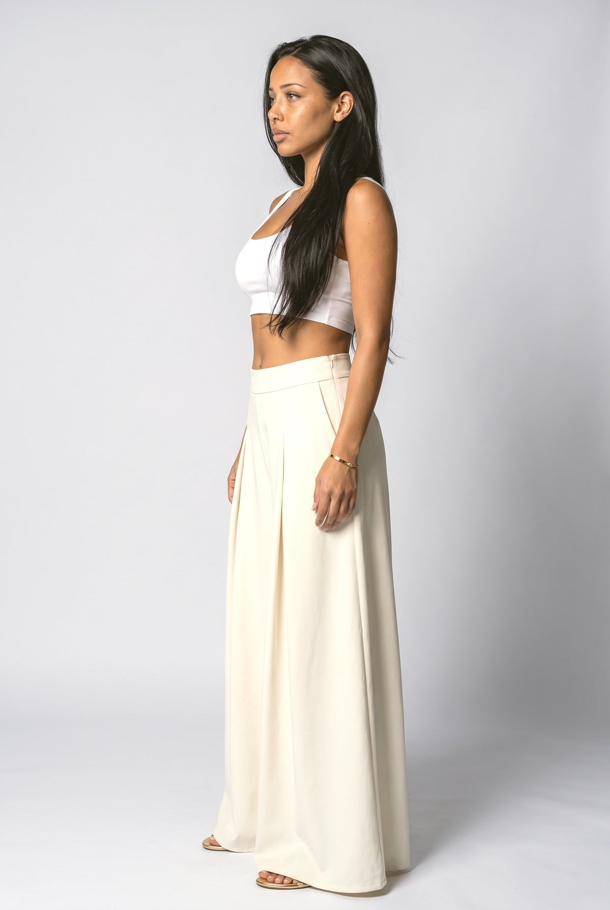 Pleated Wide Leg Pants, back view