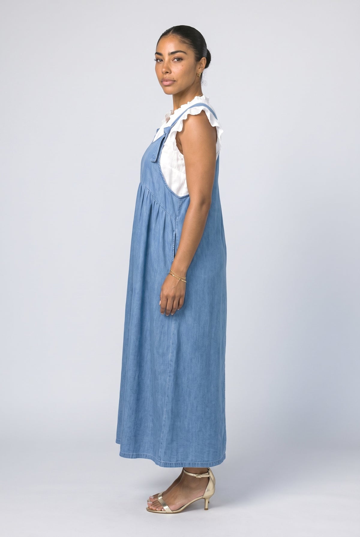 Blue Denim Summer Dress, back view