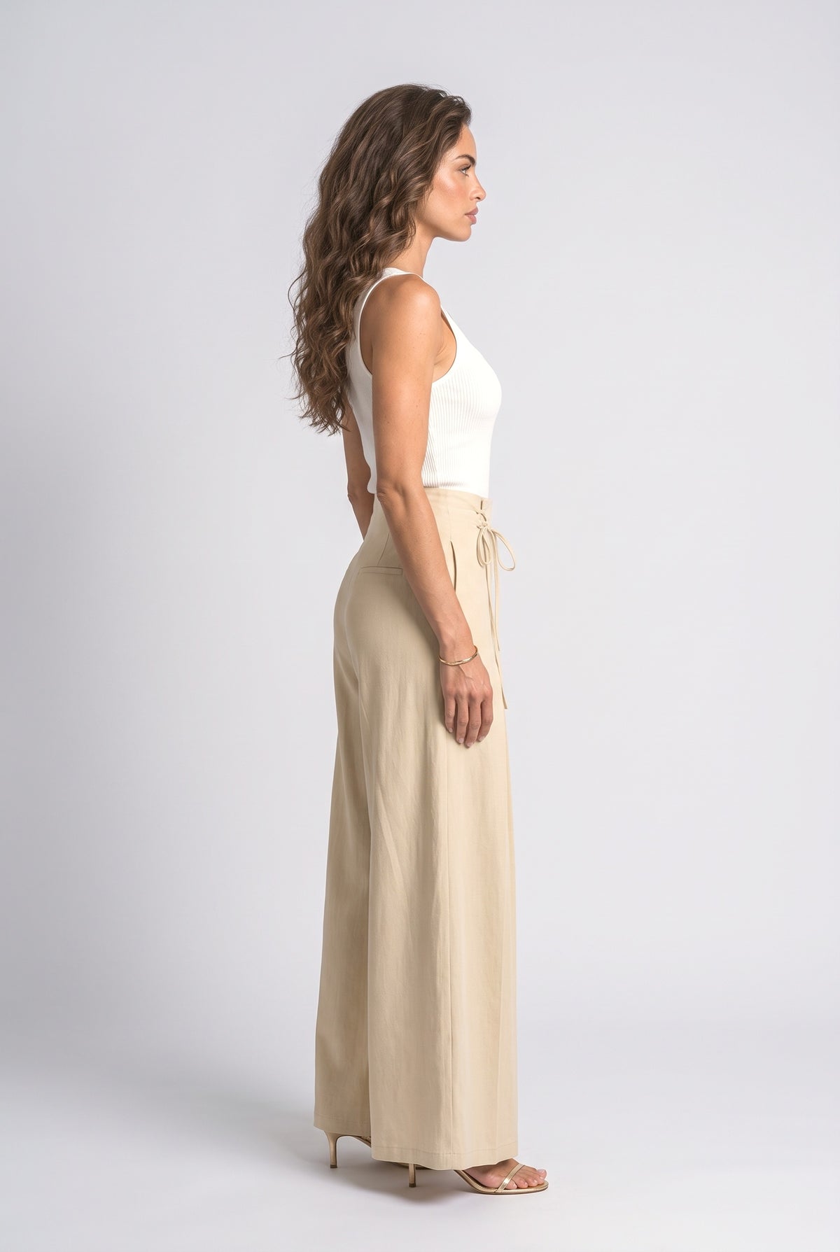 Asymmetric Wide Leg Pants, back view