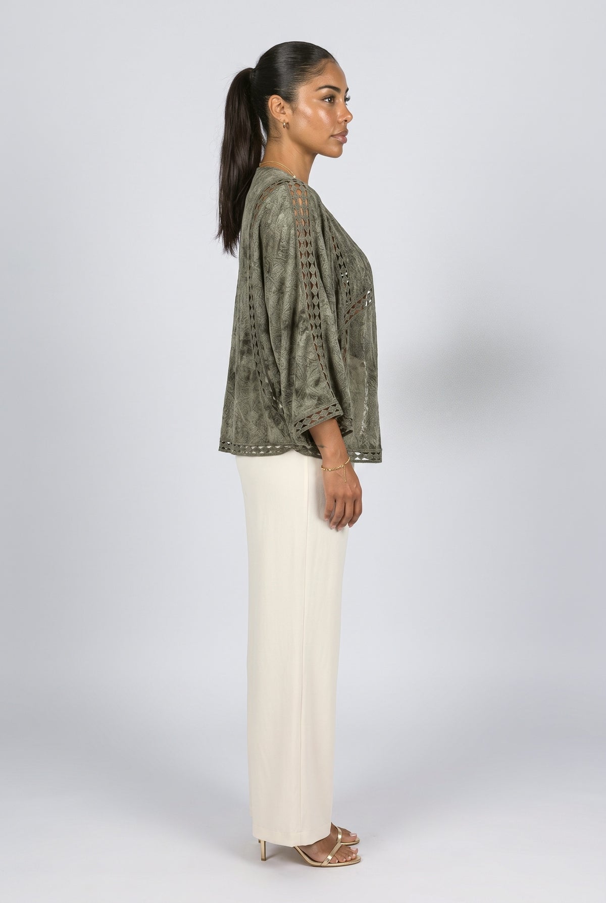 Lace Oversized Knit Cardigan, back view